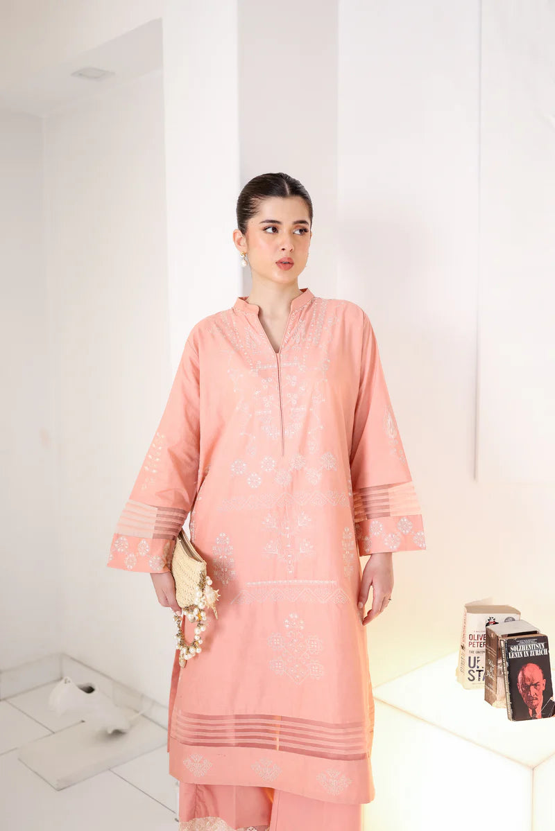 PEACHY PINK LUXURY EMBROIDERED 2PCS SET (NPA2-25306)