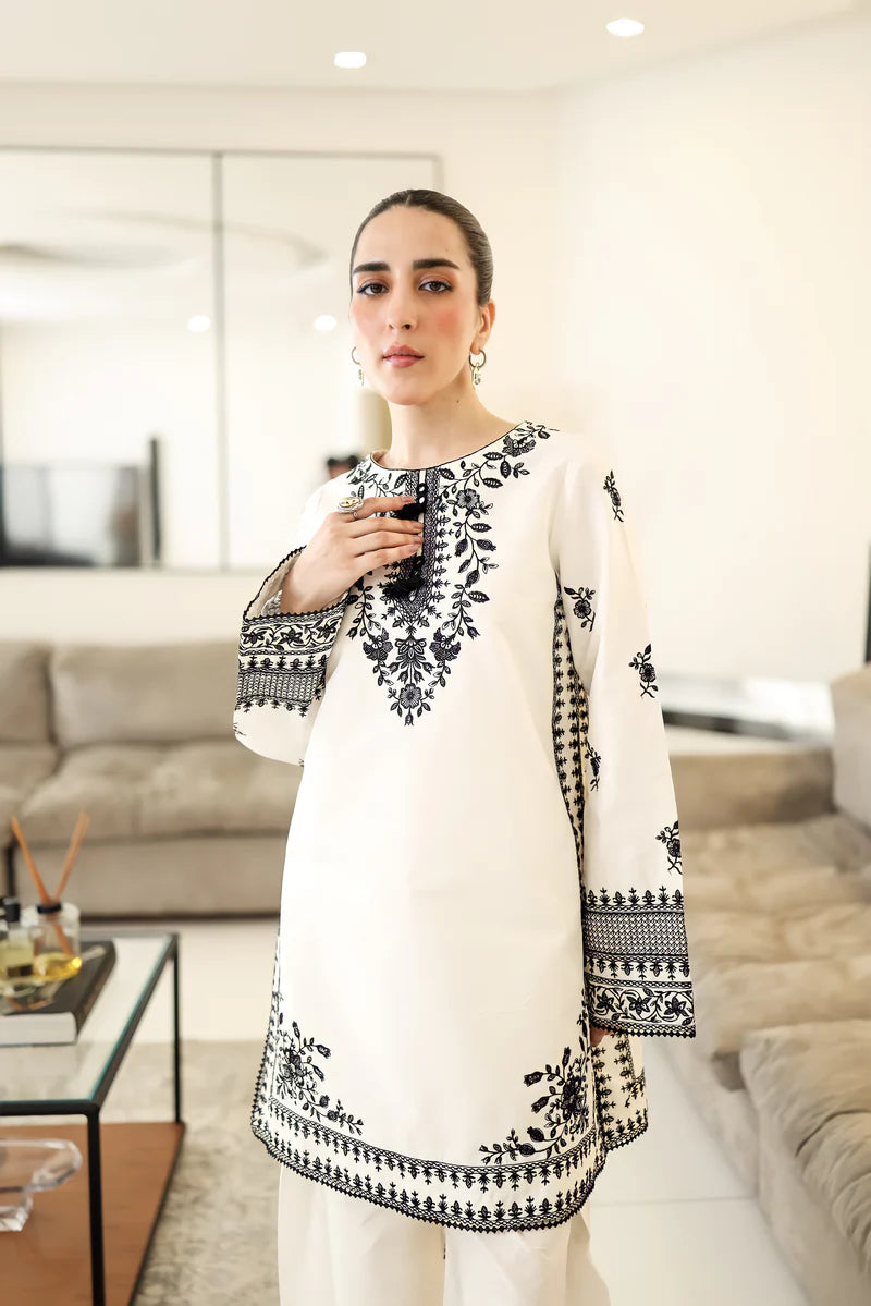 OFF-WHITE & BLACK LUXURY EMBROIDERED FARSHI SET (NPA2-25302)