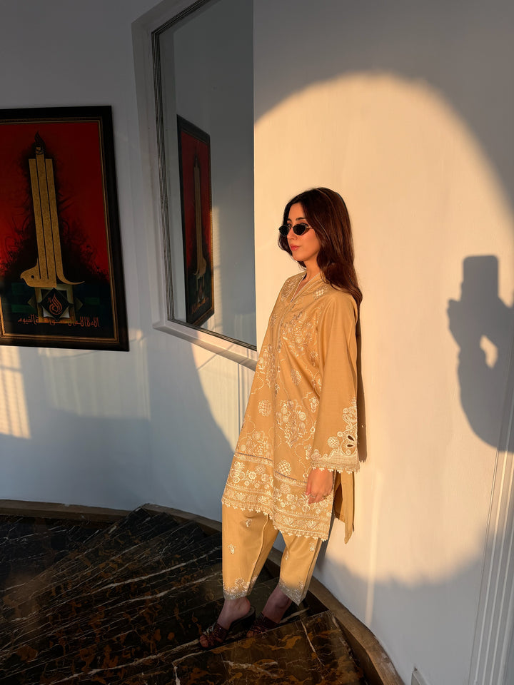 HONEYSUCKLE BEIGE EMBROIDERED CO-ORD SET