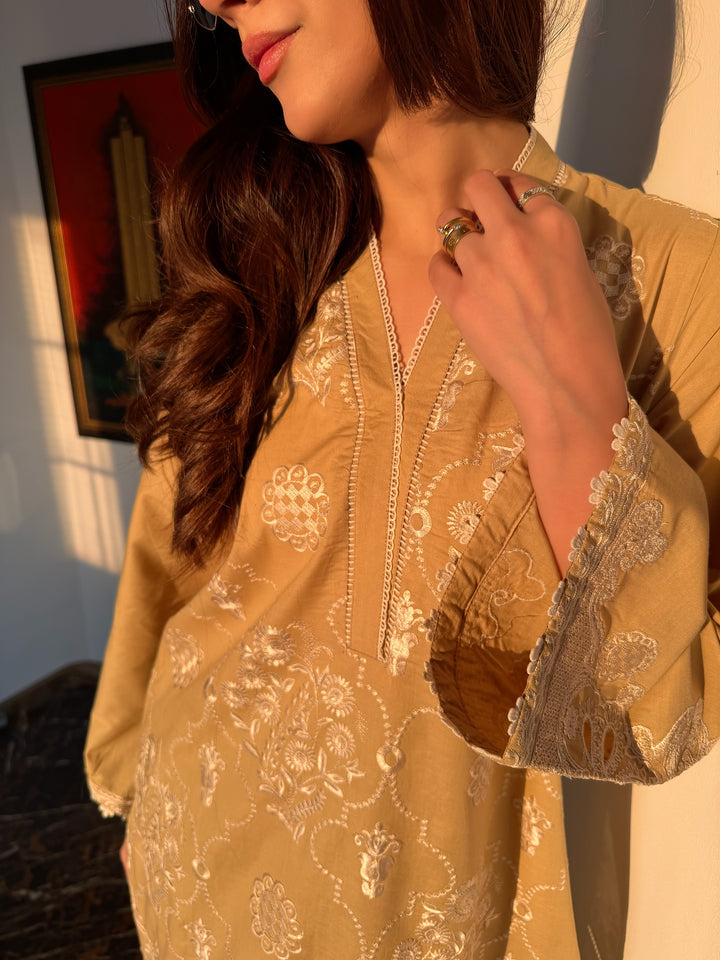 HONEYSUCKLE BEIGE EMBROIDERED CO-ORD SET