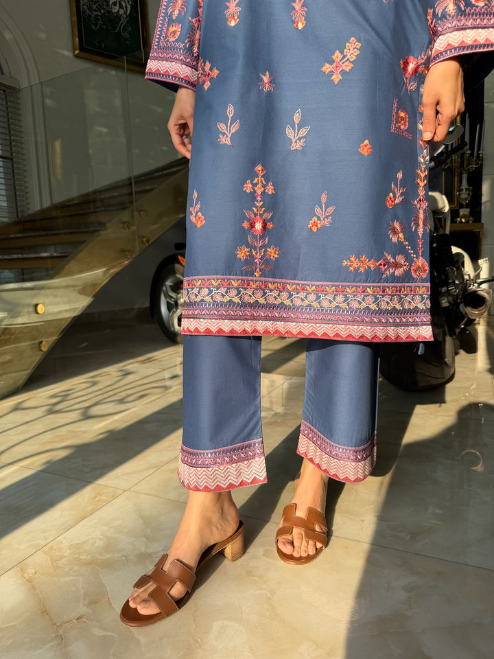 COCKSCOMB - COBALT BLUE EMBROIDERED CO-ORD SET