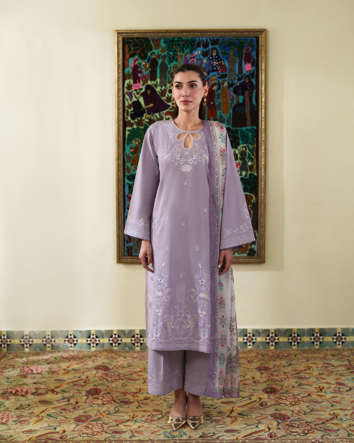 ALYRA LILAC LUXURY EMBROIDERED LAWN SET