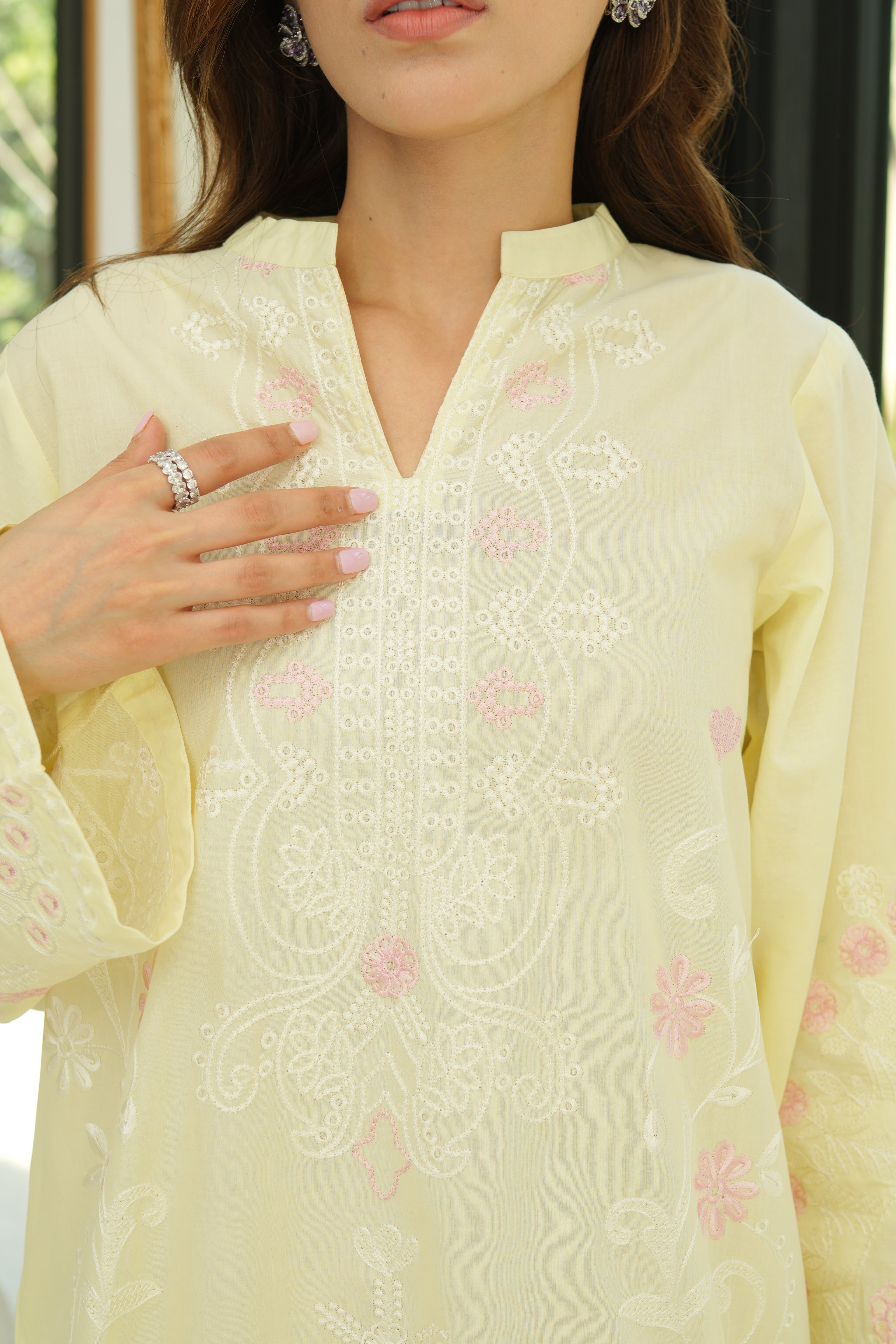 AMBAR - BUTTER YELLOW EMBROIDERED CO-ORD SET