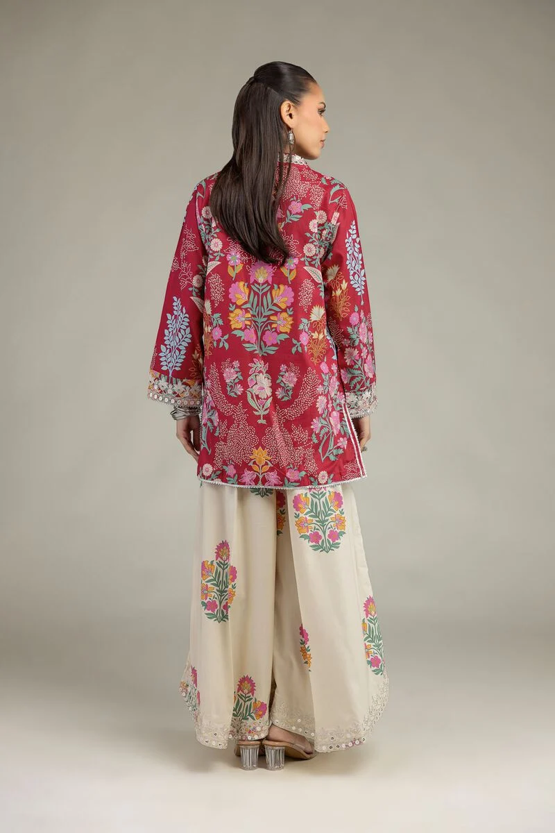 FLORAL RED KURTA (1-26-234-A-C2)