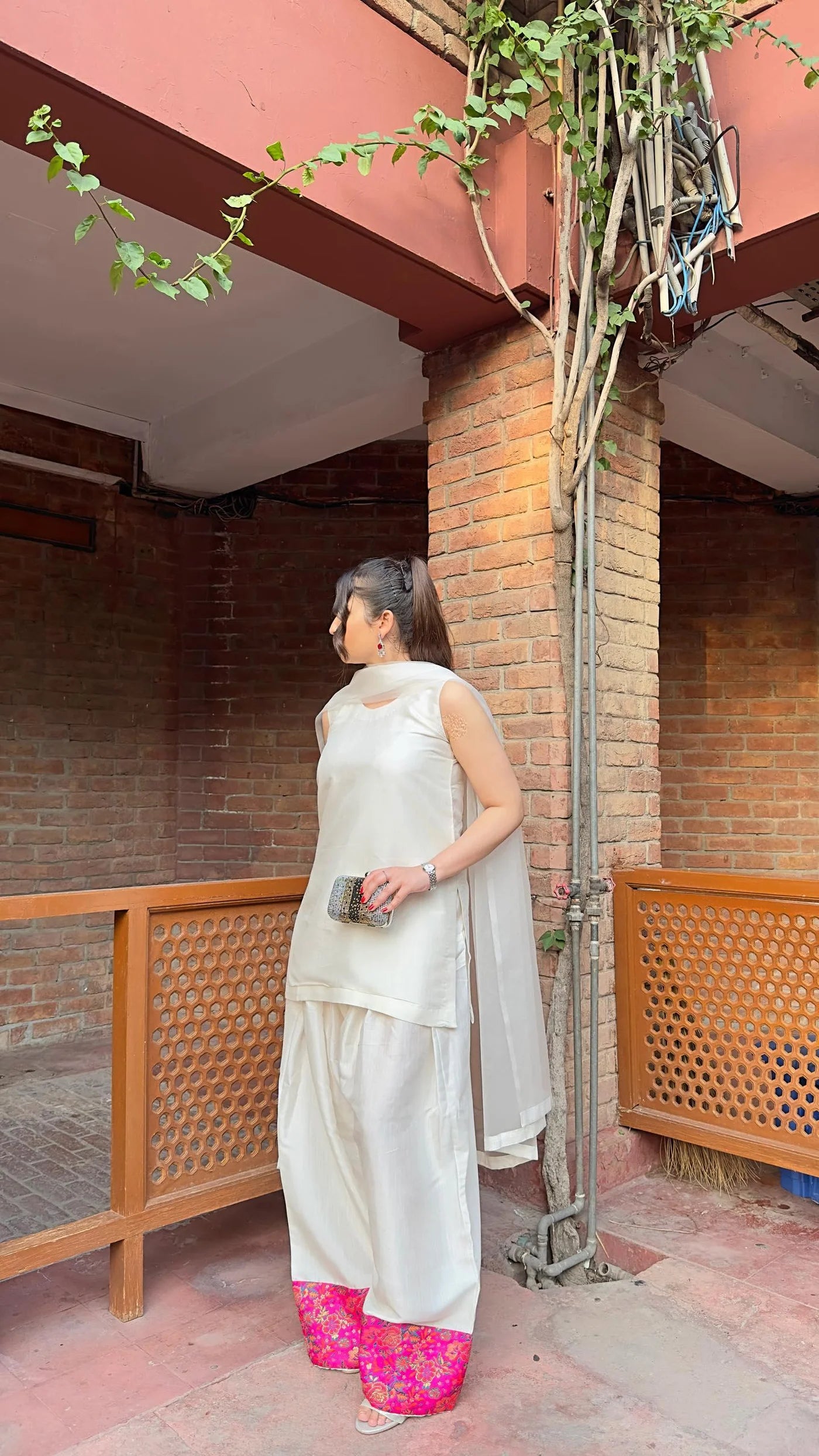 WHITE FARSHI SHALWAR SET (3 PC)