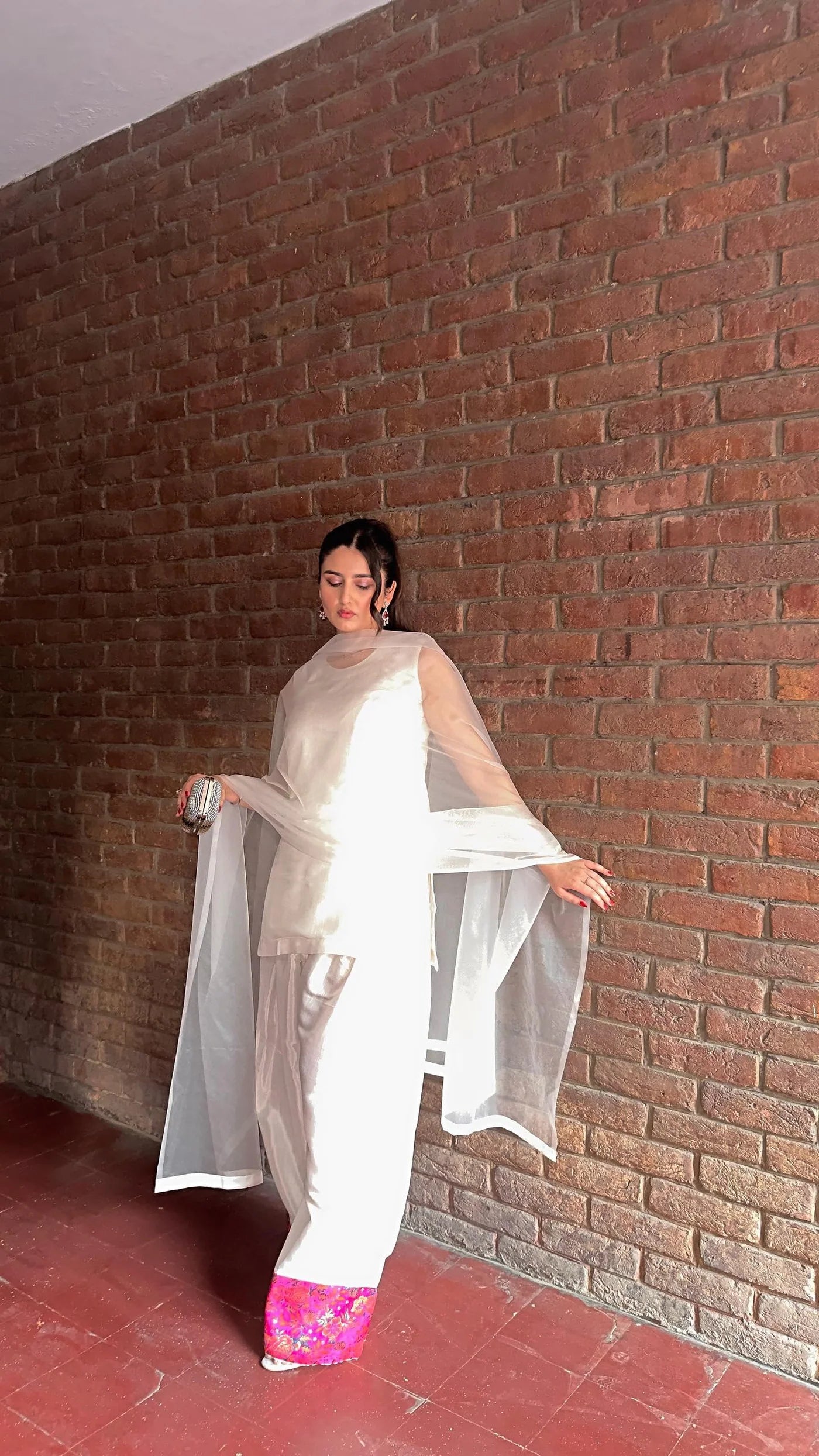 WHITE FARSHI SHALWAR SET (3 PC)