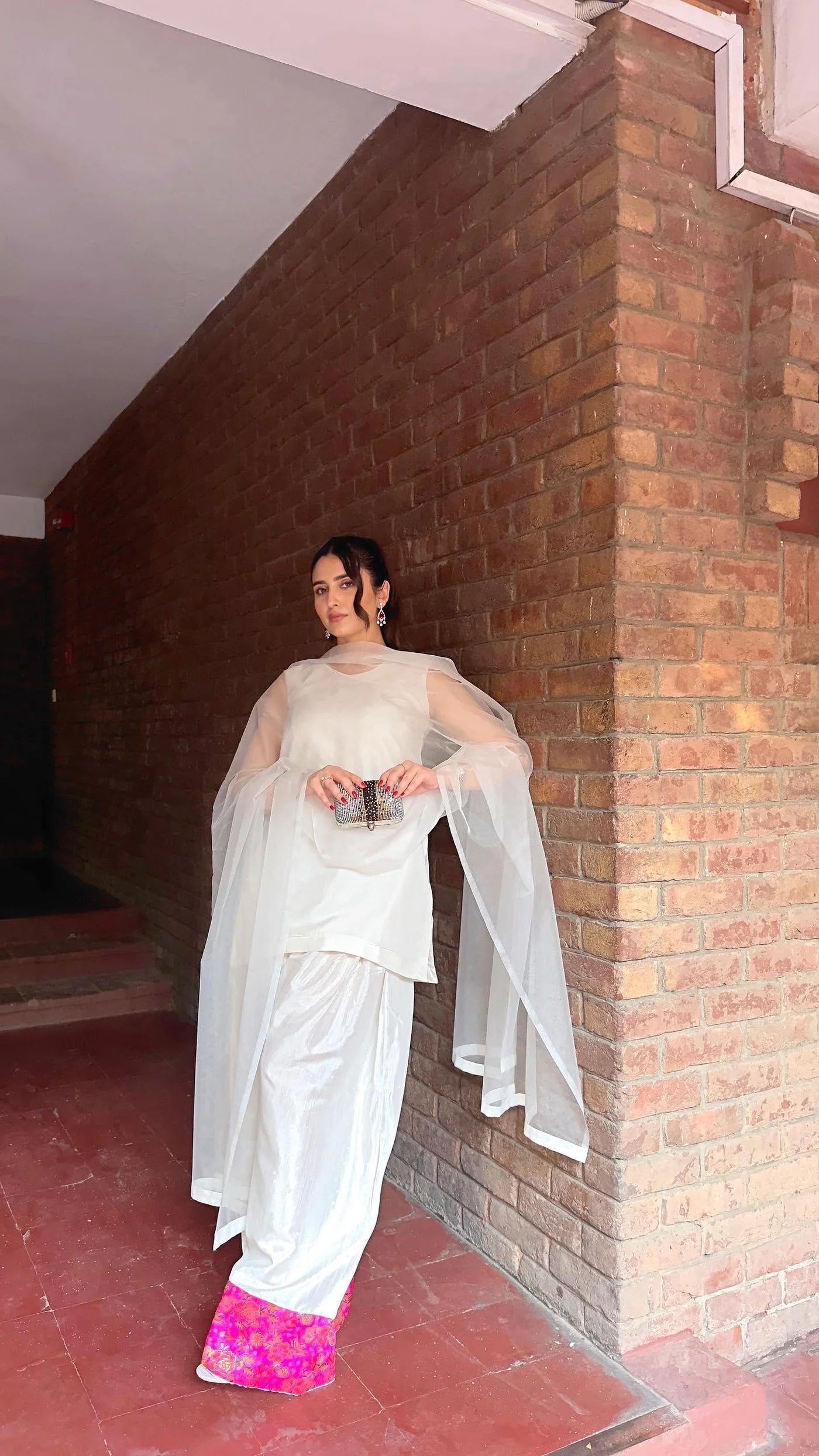 WHITE FARSHI SHALWAR SET (3 PC)