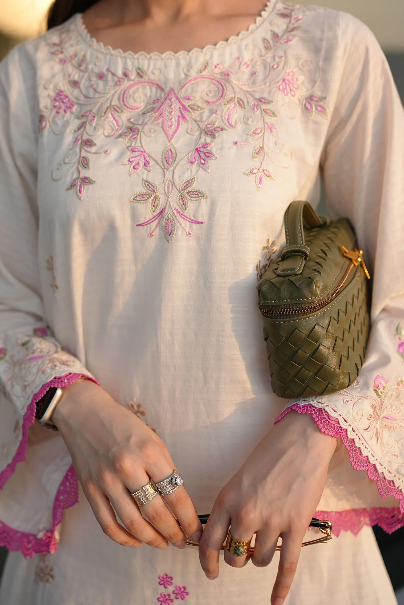 DHANAK SS26DC-2592 - OFF WHITE - COTTON JACQUARD - 2PCS - EMBROIDERED KURTA WITH TROUSER