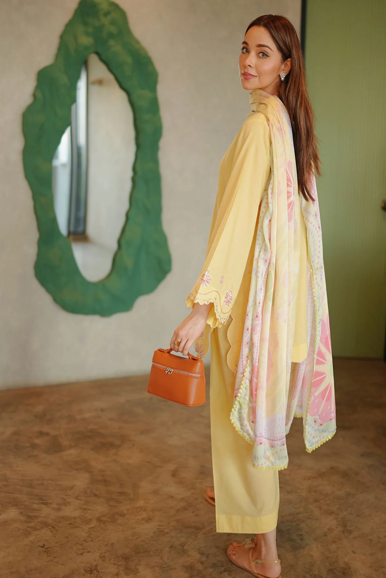 DHANAK SS26DC-2589 - YELLOW - COTTON JACQUARD - 2PCS - EMBROIDERED KURTA WITH TROUSER