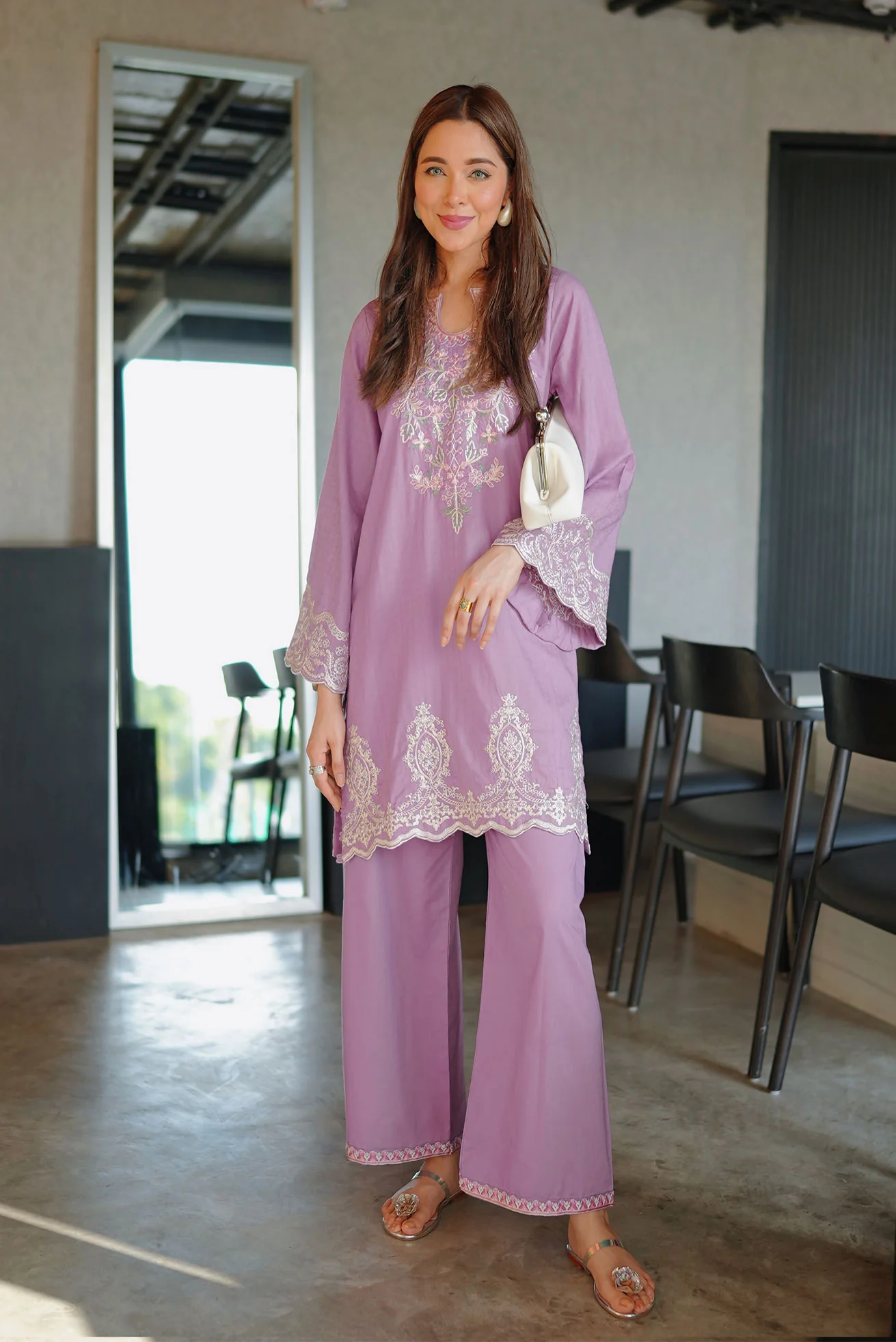 DHANAK SS26DC-2591 - PURPLE - COTTON JACQUARD - 2PCS - EMBROIDERED KURTA WITH TROUSER