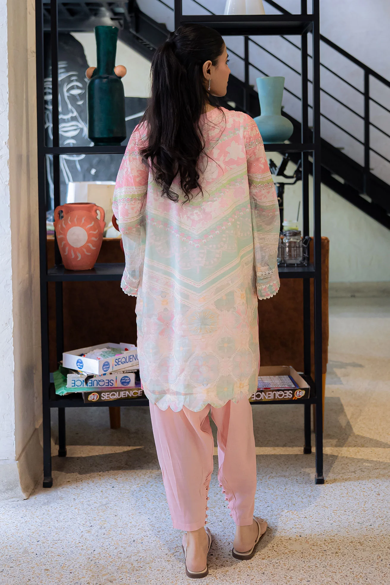 DHANAK FW25DA-2857 L-PINK 2PCS EMBROIDERED KURTA WITH TROUSER