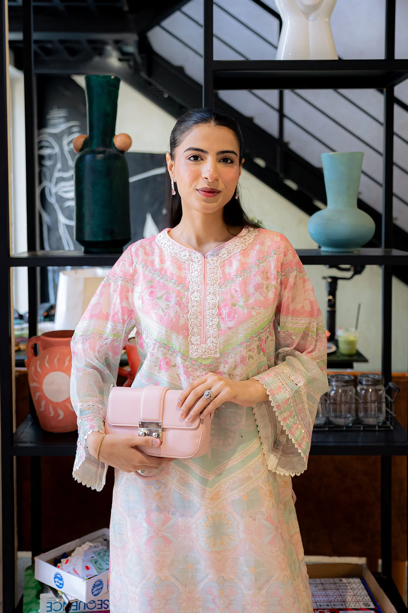 DHANAK FW25DA-2857 L-PINK 2PCS EMBROIDERED KURTA WITH TROUSER