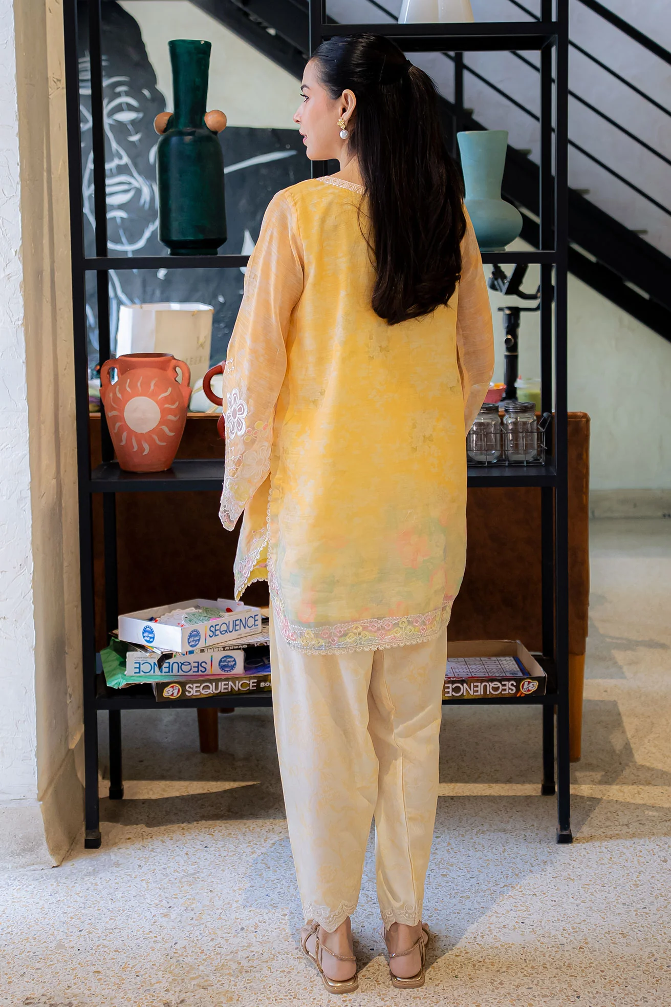 DHANAK FW25DA-2863 YELLOW 2PCS EMBROIDERED KURTA WITH TROUSER