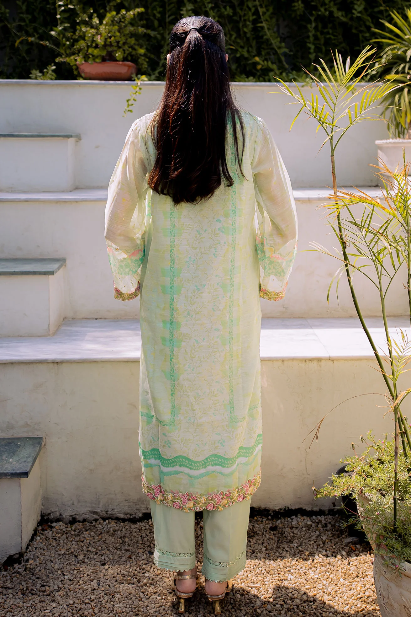 DHANAK FW25DA-2859 GREEN 2PCS EMBROIDERED KURTA WITH TROUSER