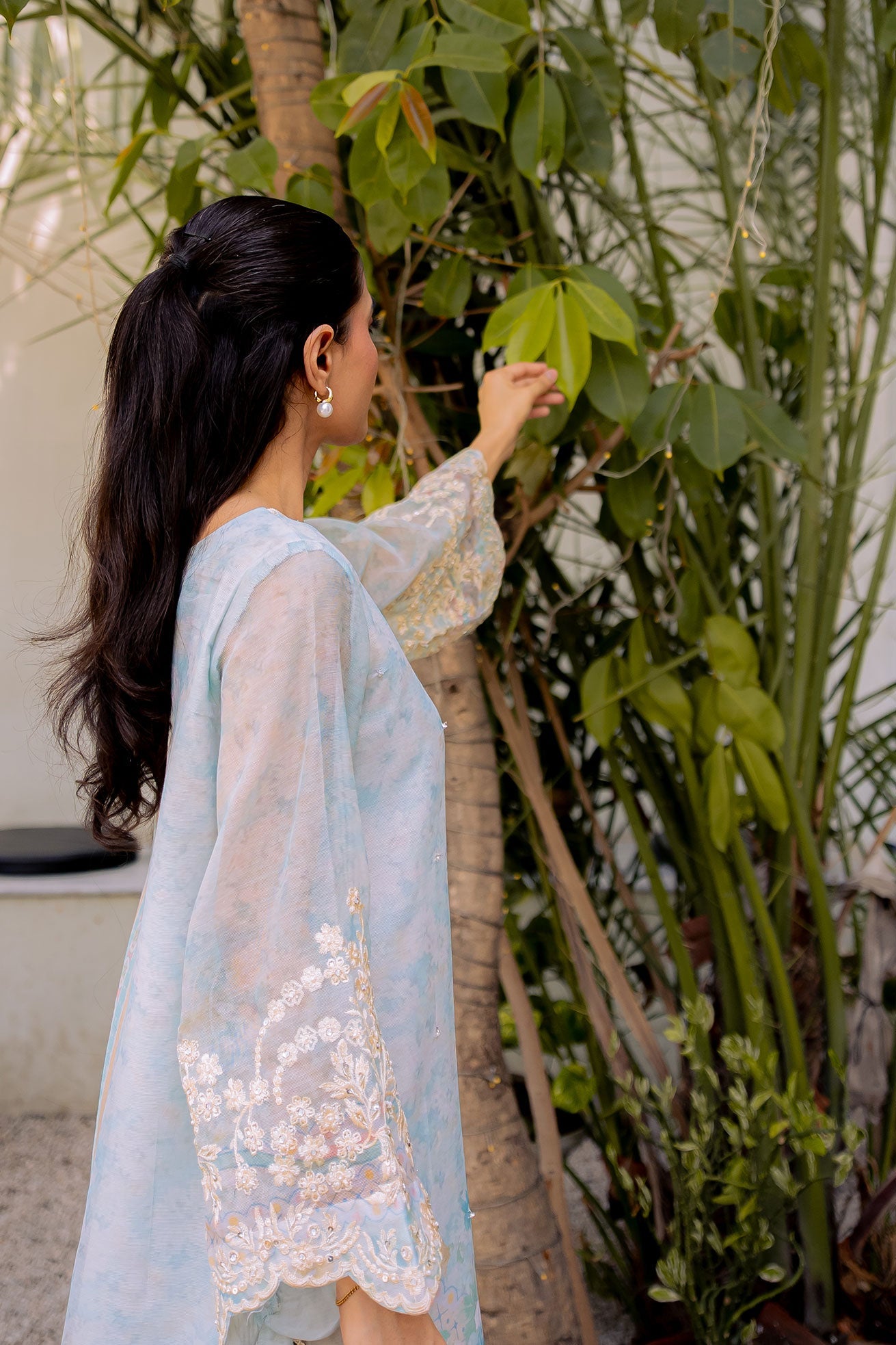 DHANAK FW25DA-2858 SKY BLUE 2PCS EMBROIDERED KURTA WITH TROUSER