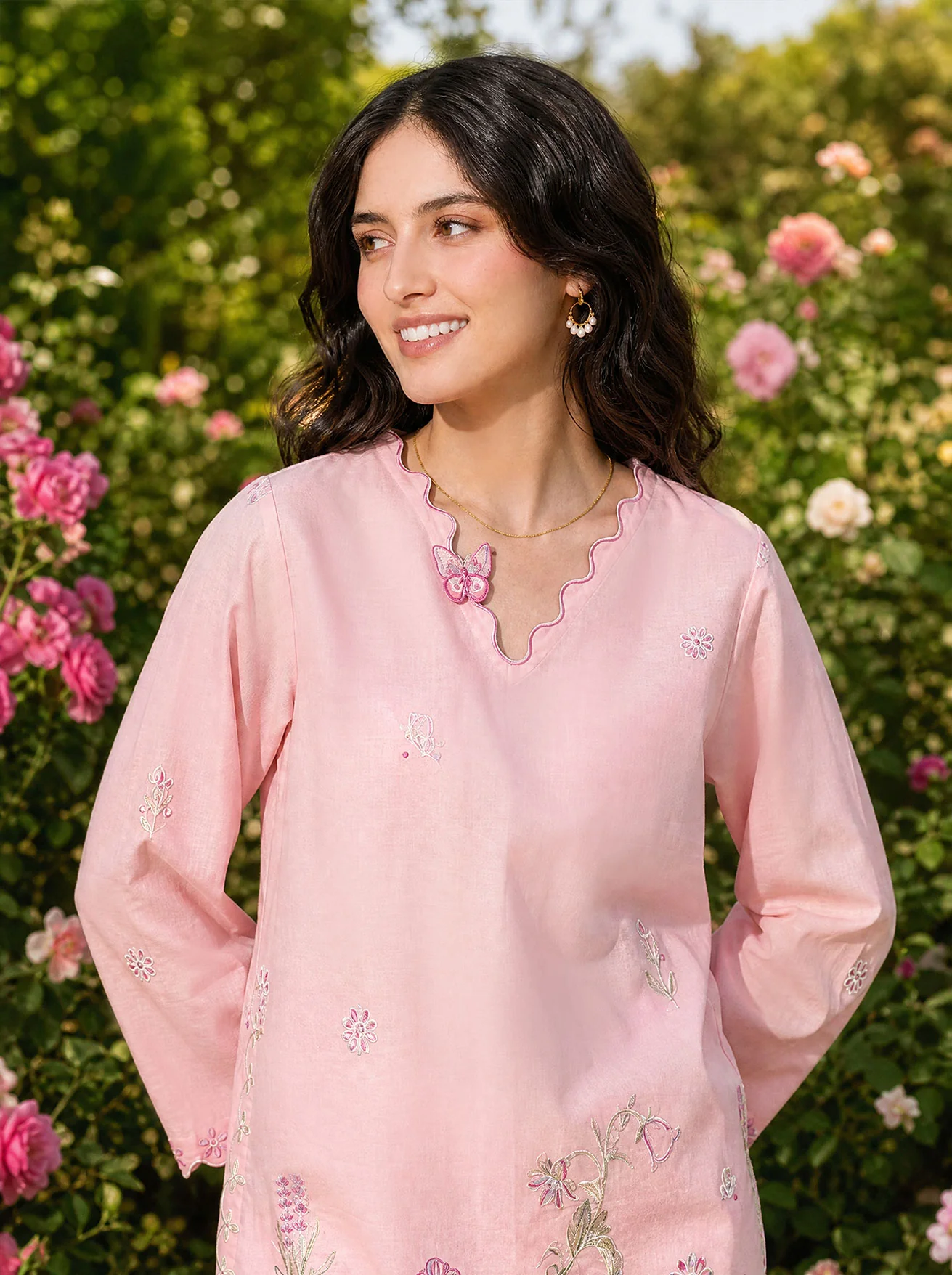 DHANAK SS26DC-2627 LIGHT PINK 2PCS EMBROIDERED KURTA WITH TROUSER