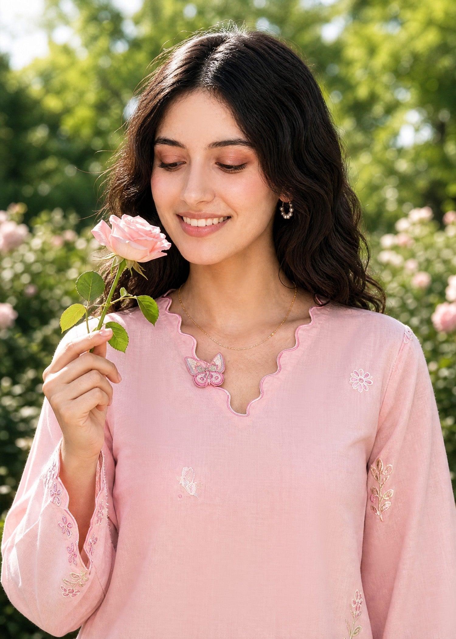 DHANAK SS26DC-2627 LIGHT PINK 2PCS EMBROIDERED KURTA WITH TROUSER