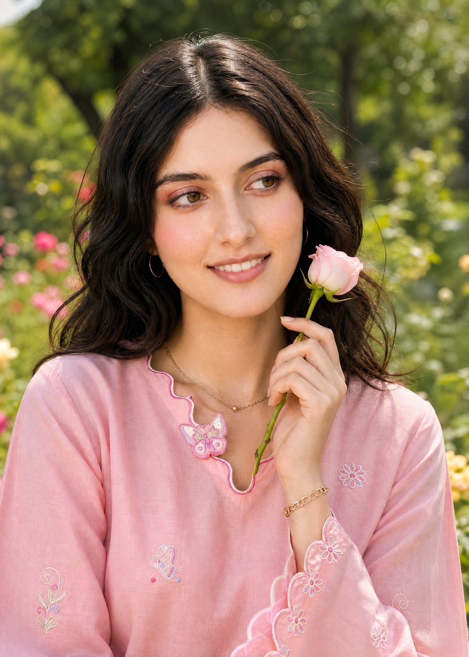 DHANAK SS26DC-2627 LIGHT PINK 2PCS EMBROIDERED KURTA WITH TROUSER