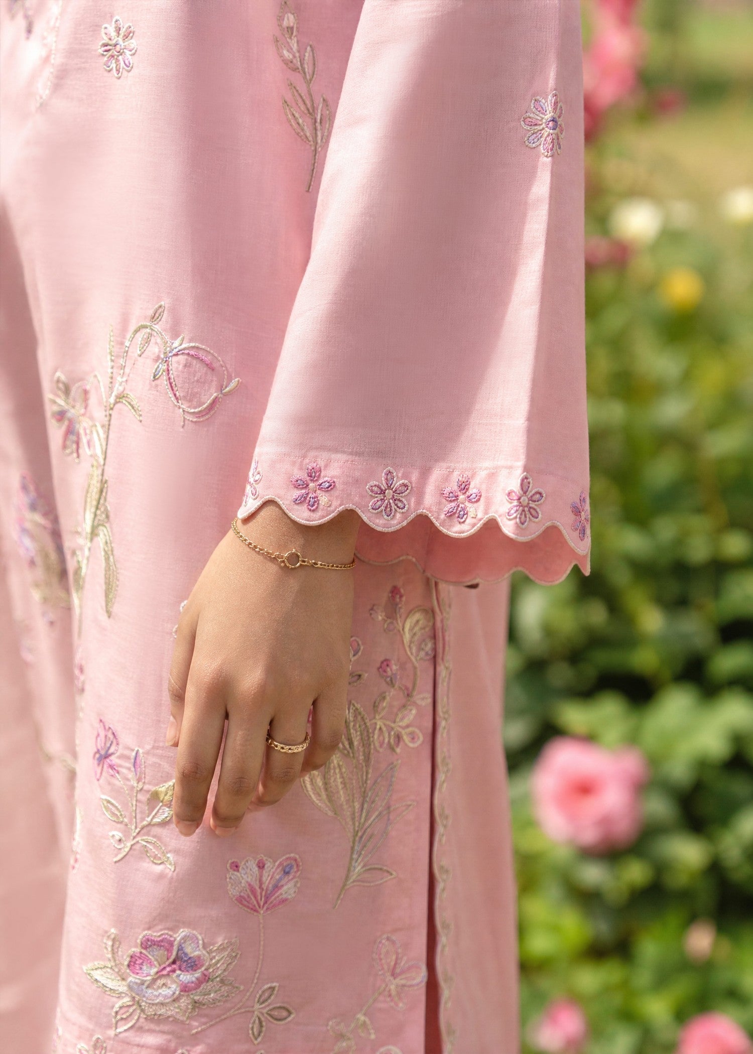 DHANAK SS26DC-2627 LIGHT PINK 2PCS EMBROIDERED KURTA WITH TROUSER
