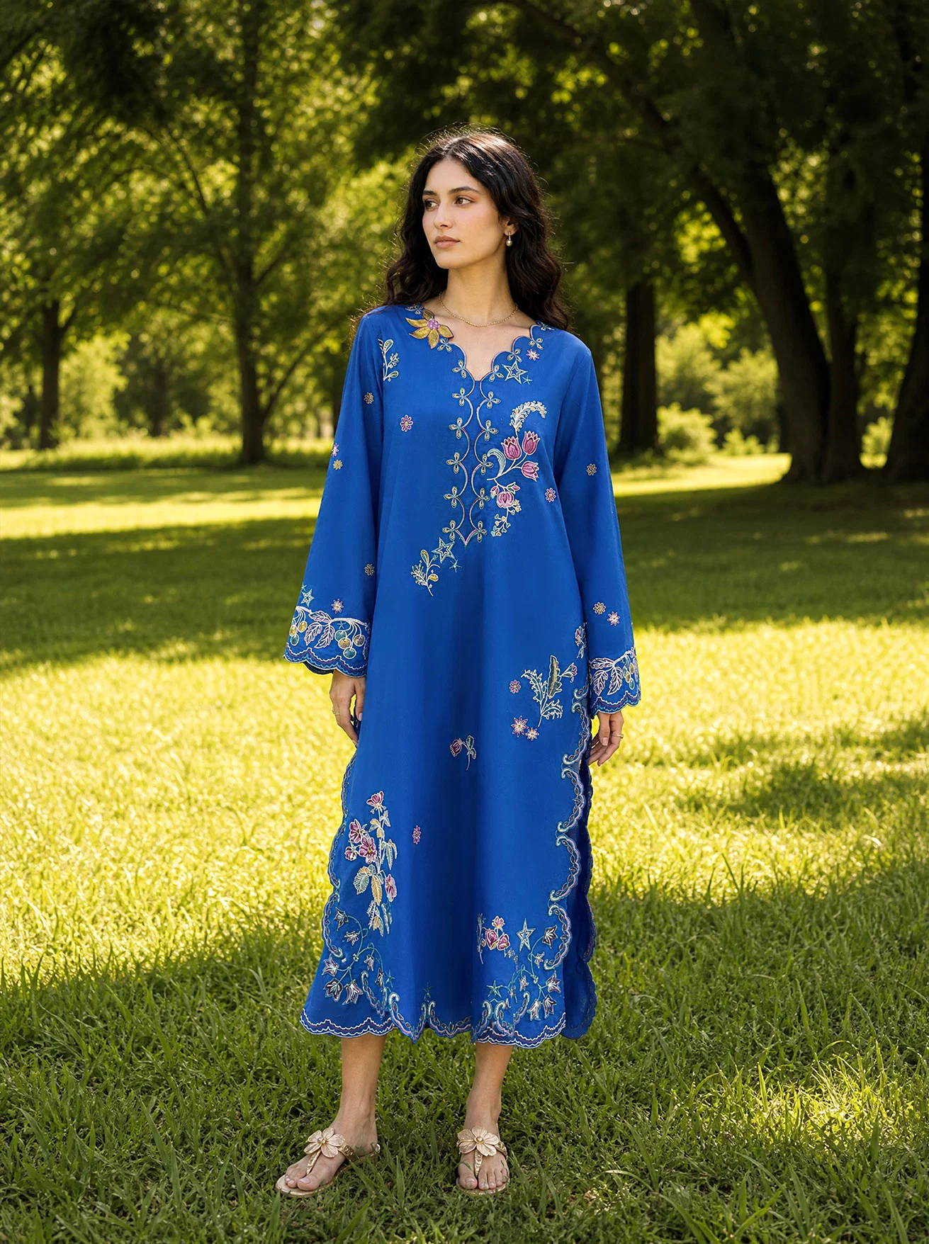 DHANAK SS26DC-2623 BLUE 2PCS EMBROIDERED KURTA WITH TROUSER
