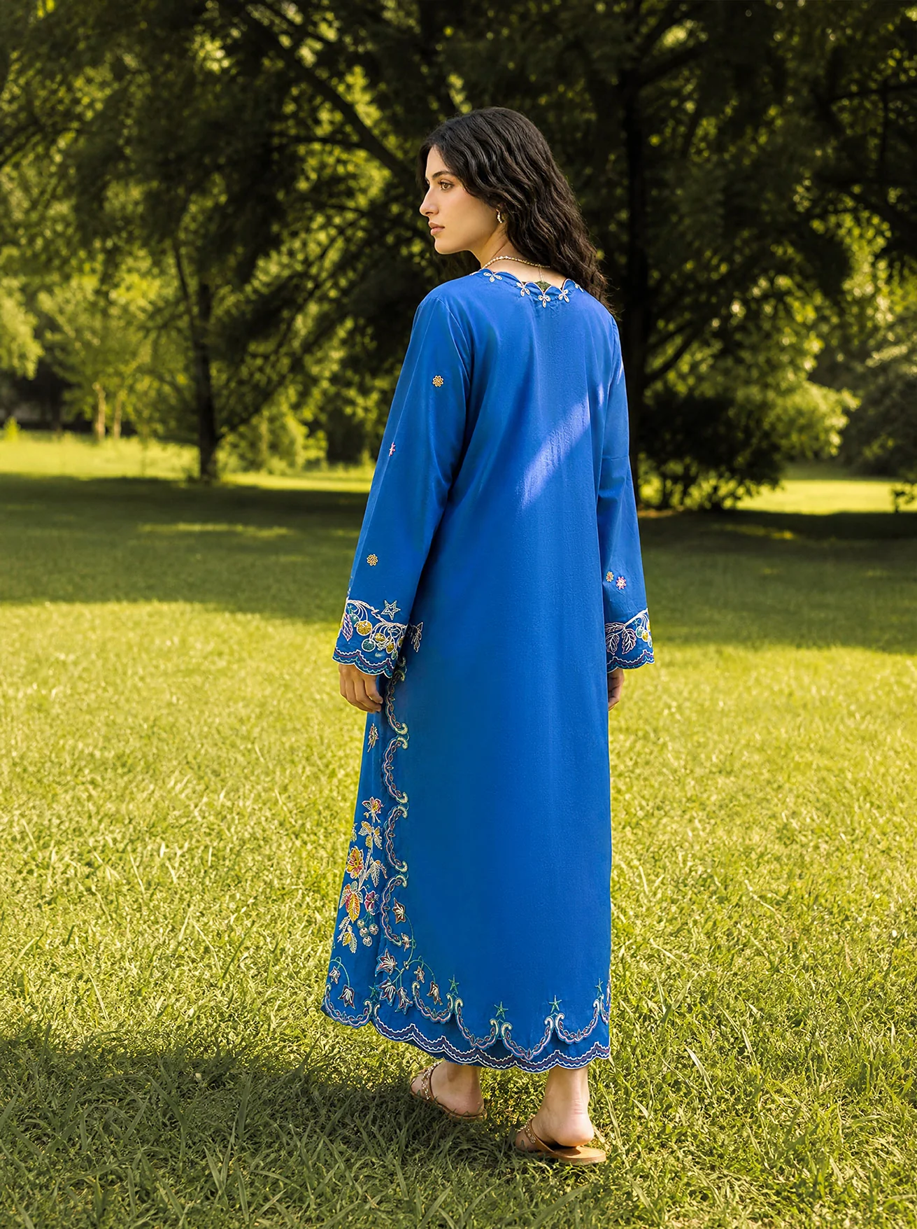DHANAK SS26DC-2623 BLUE 2PCS EMBROIDERED KURTA WITH TROUSER