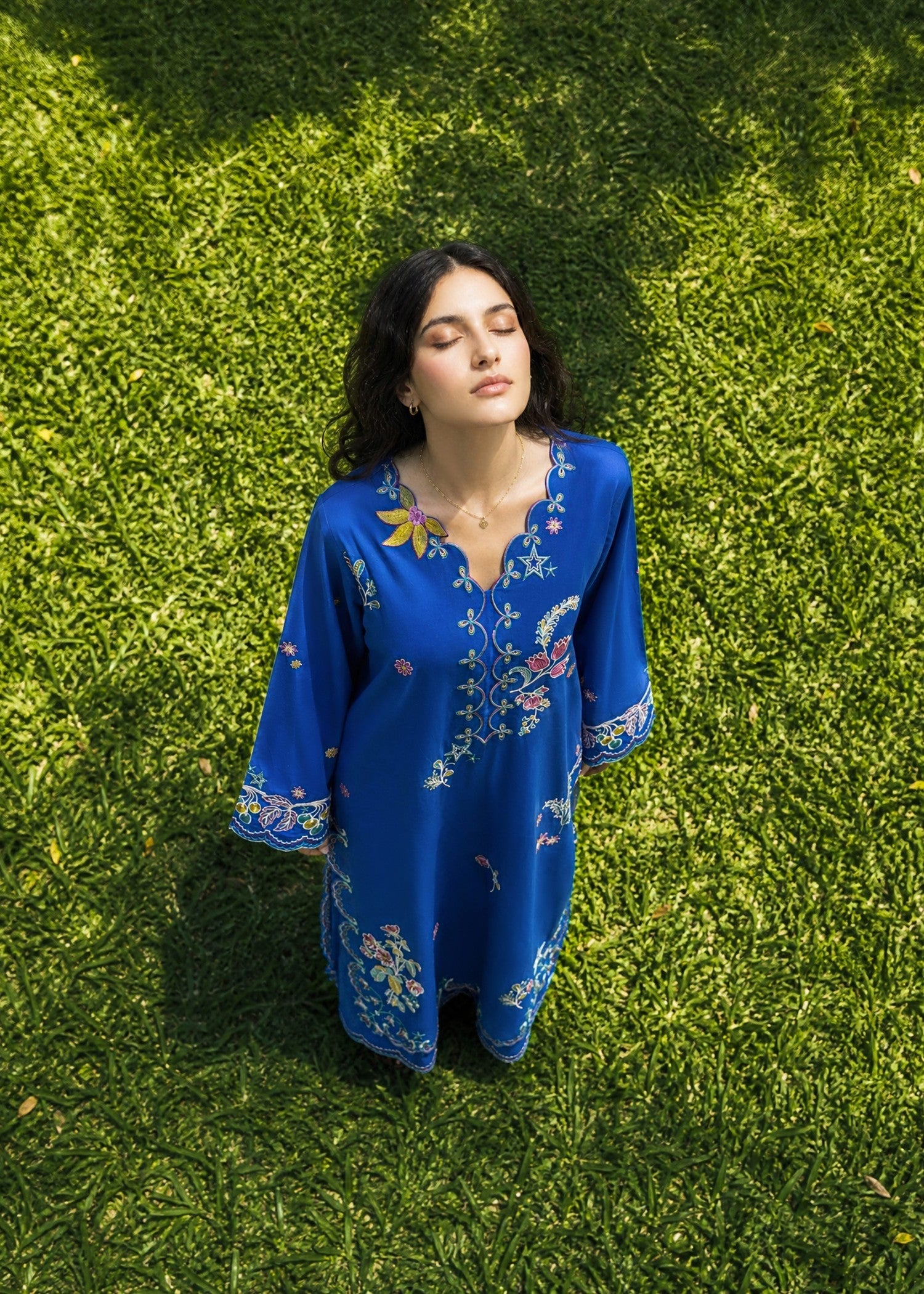 DHANAK SS26DC-2623 BLUE 2PCS EMBROIDERED KURTA WITH TROUSER