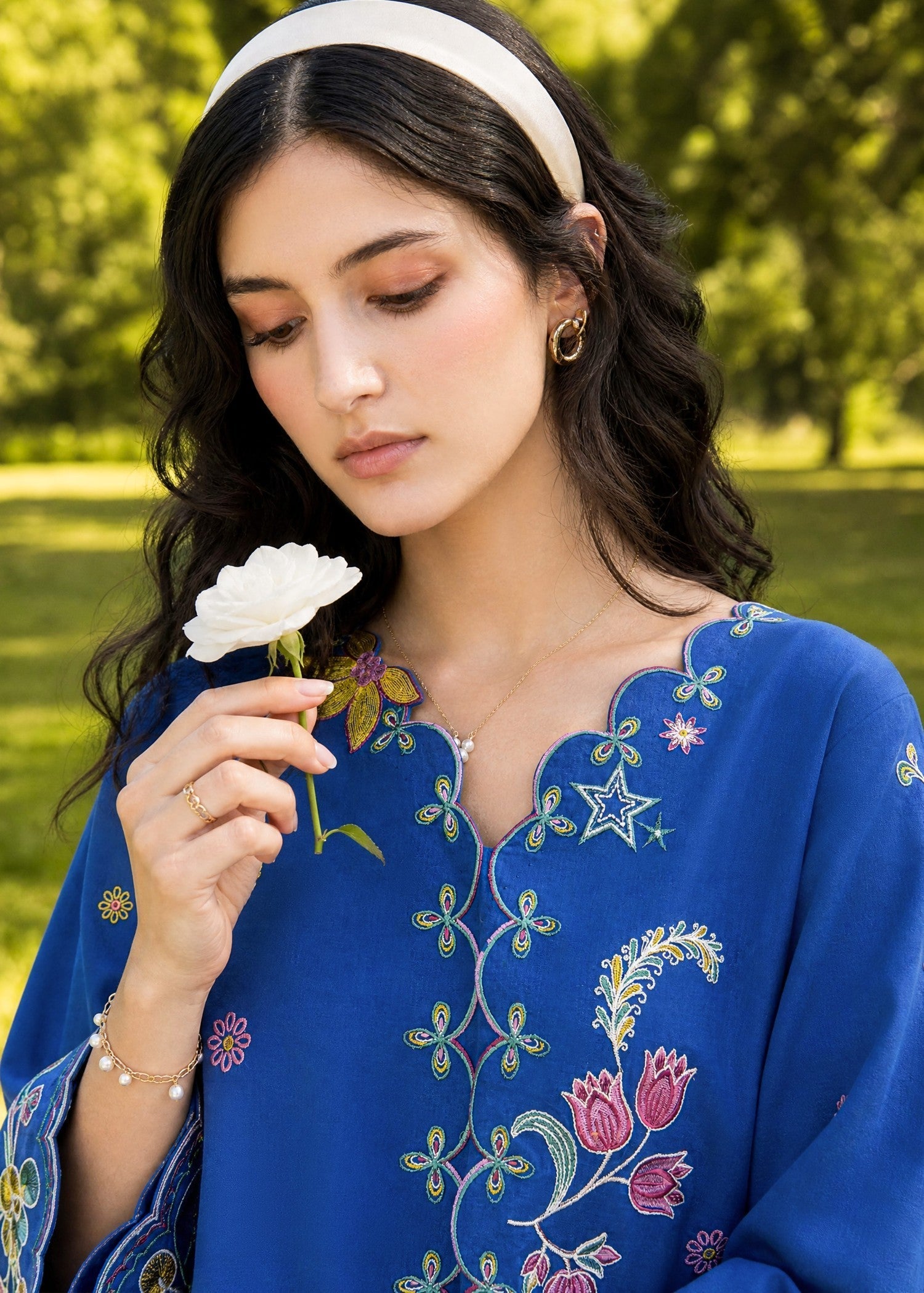DHANAK SS26DC-2623 BLUE 2PCS EMBROIDERED KURTA WITH TROUSER