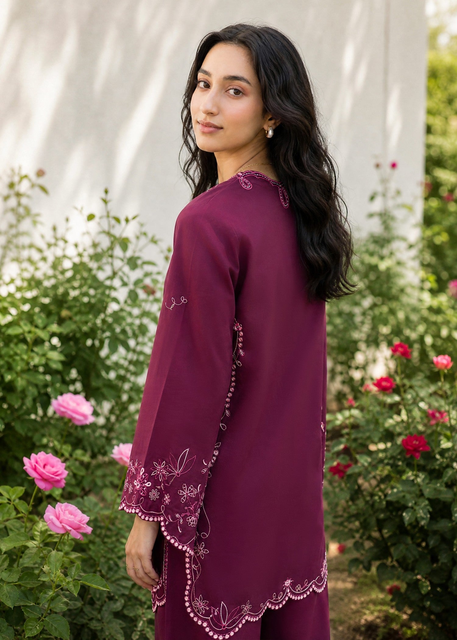 DHANAK SS26DC-2628 PLUM 2PCS EMBROIDERED KURTA WITH TROUSER