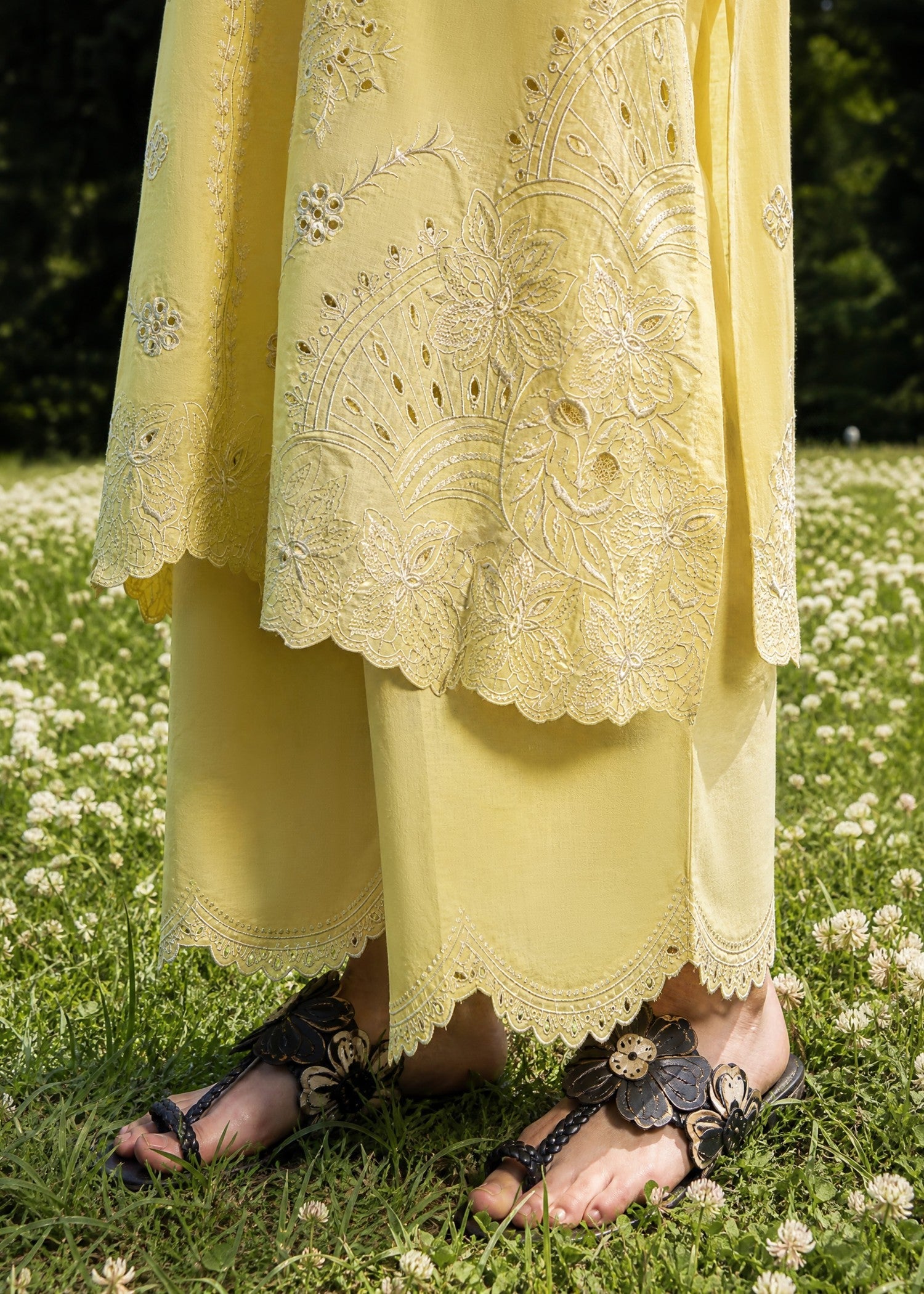 DHANAK SS26DC-2621 YELLOW 2PCS EMBROIDERED KURTA WITH TROUSER