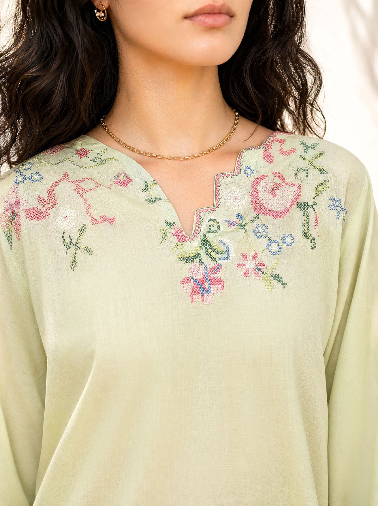 DHANAK SS26DC-2626 LIGHT GREEN 2PCS EMBROIDERED KURTA WITH TROUSER