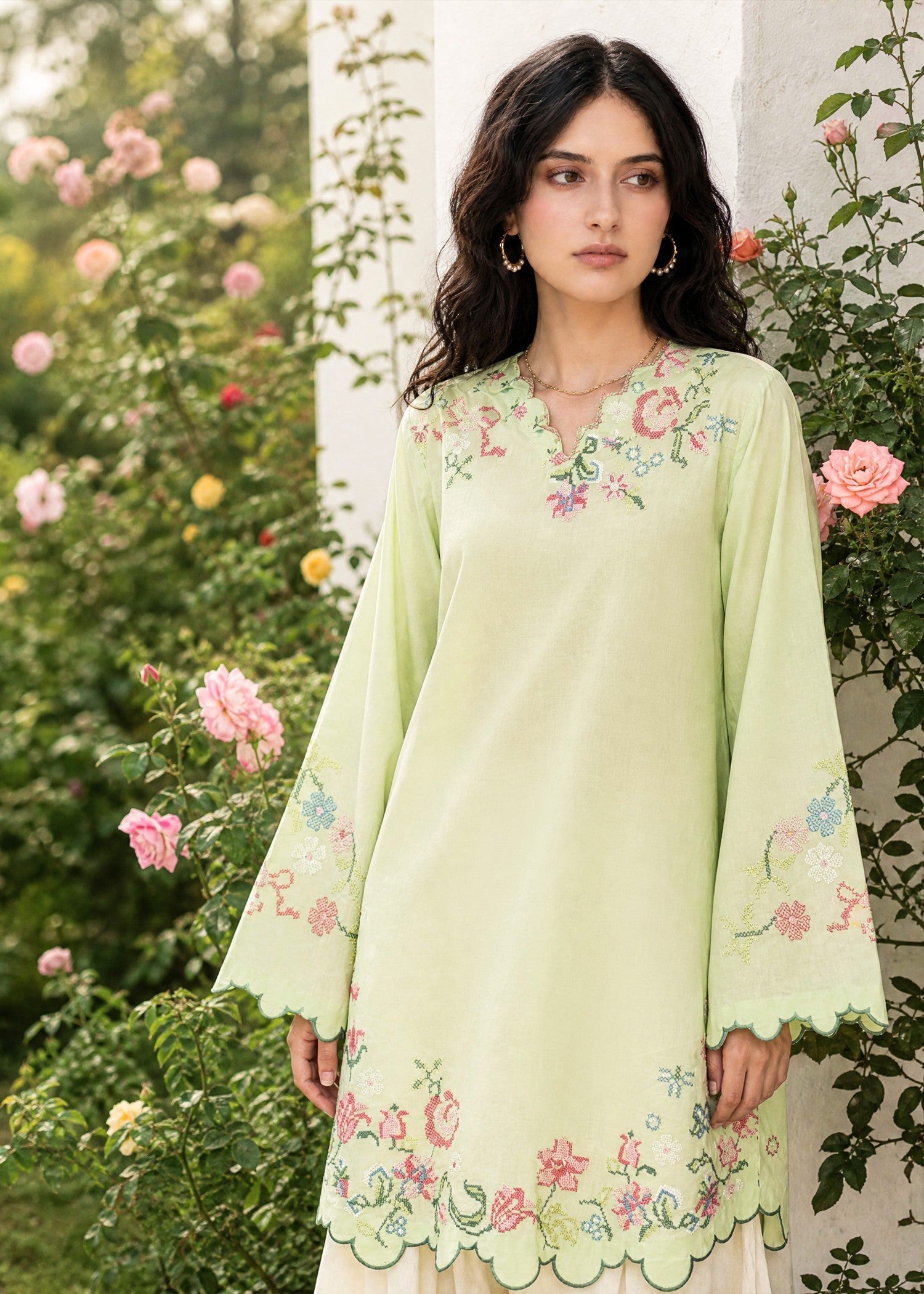 DHANAK SS26DC-2626 LIGHT GREEN 2PCS EMBROIDERED KURTA WITH TROUSER
