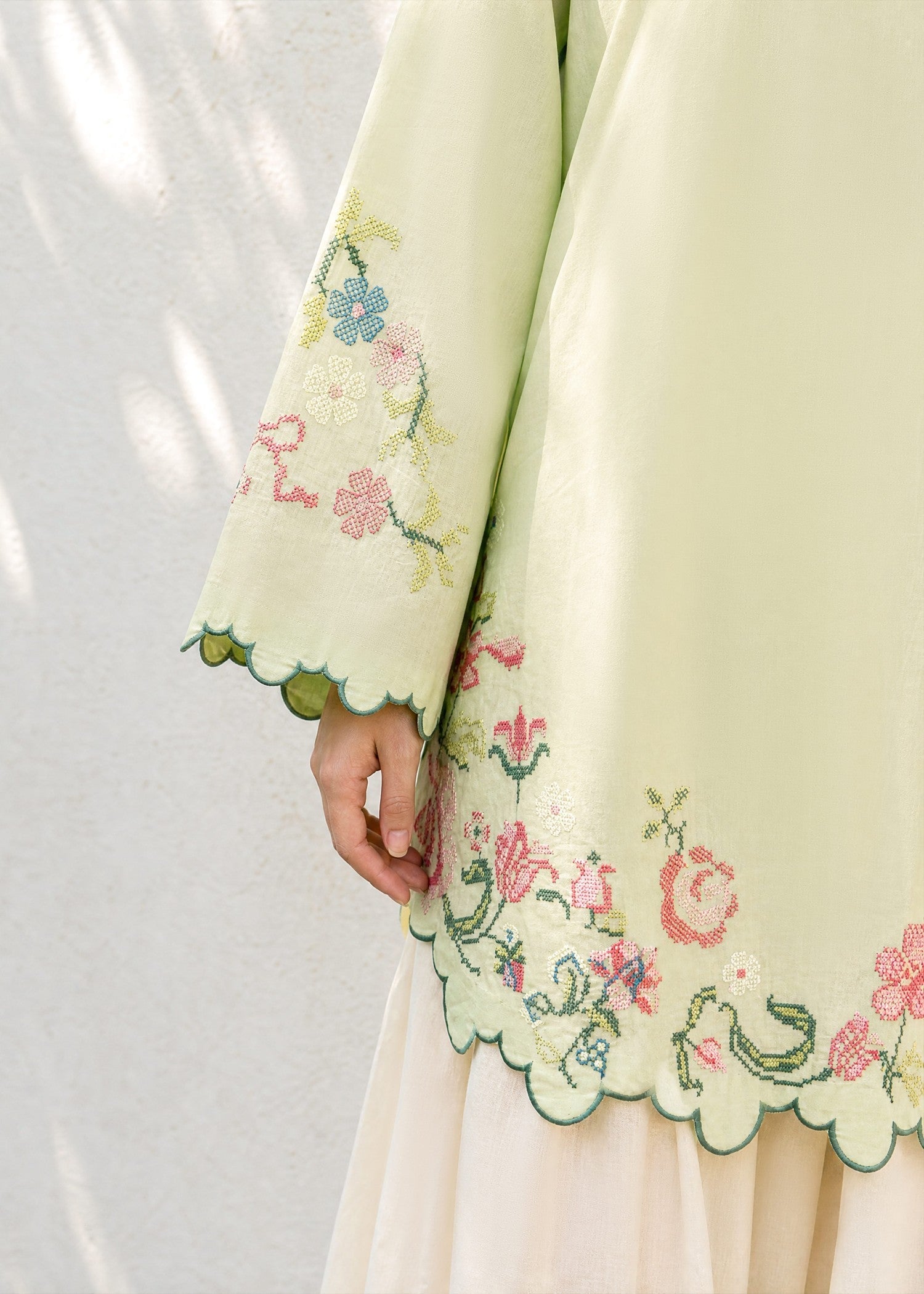 DHANAK SS26DC-2626 LIGHT GREEN 2PCS EMBROIDERED KURTA WITH TROUSER