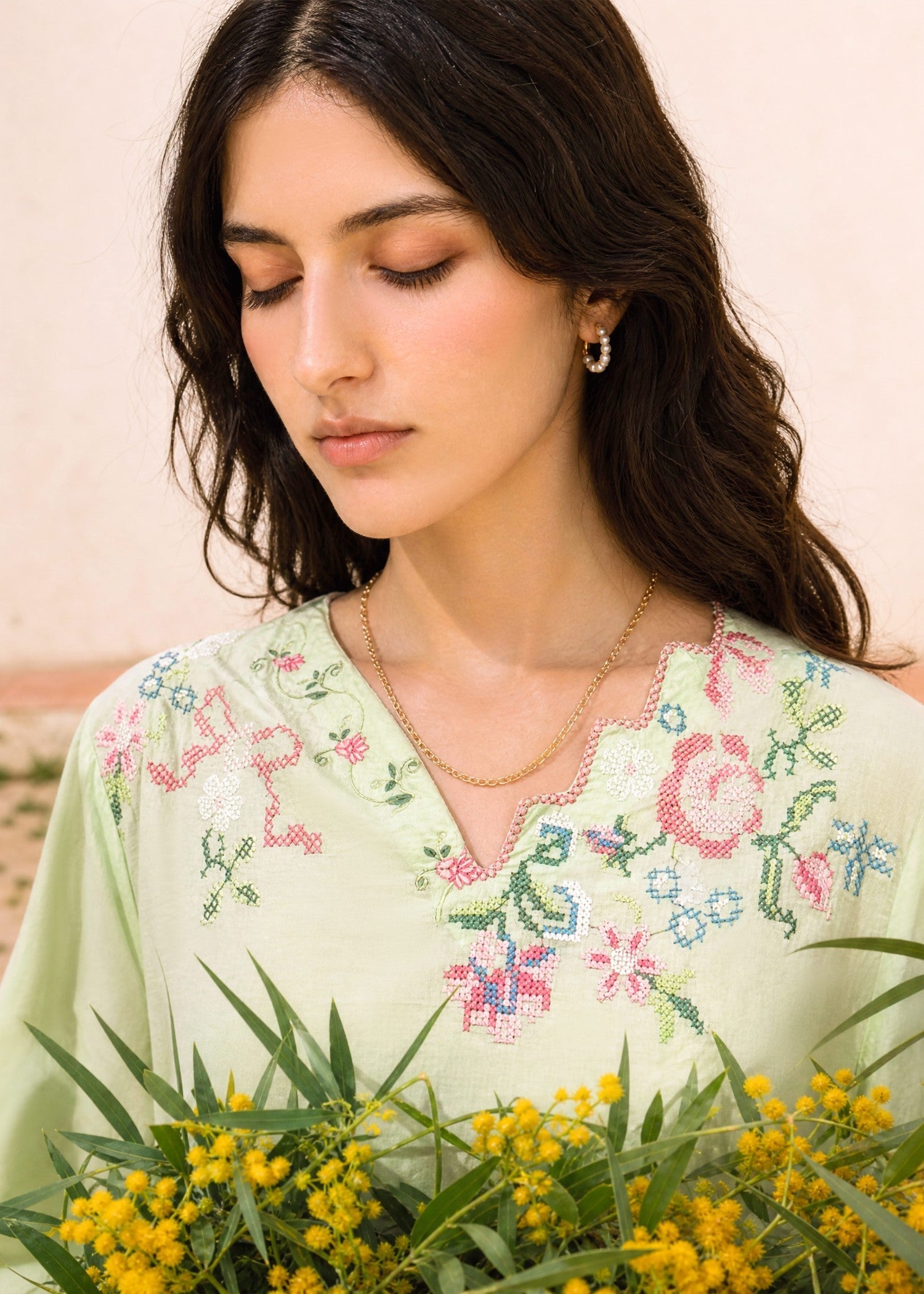 DHANAK SS26DC-2626 LIGHT GREEN 2PCS EMBROIDERED KURTA WITH TROUSER