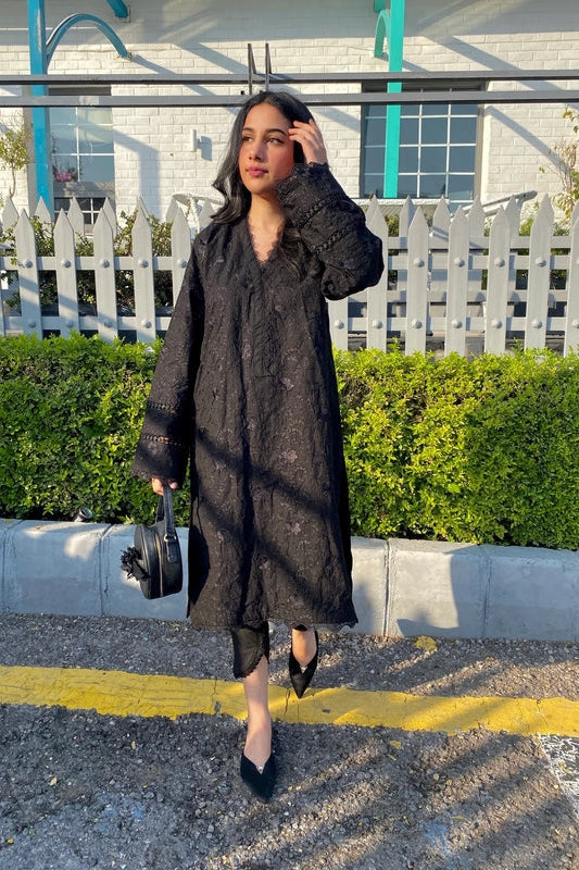 BLACK CHIKANKARI KURTA