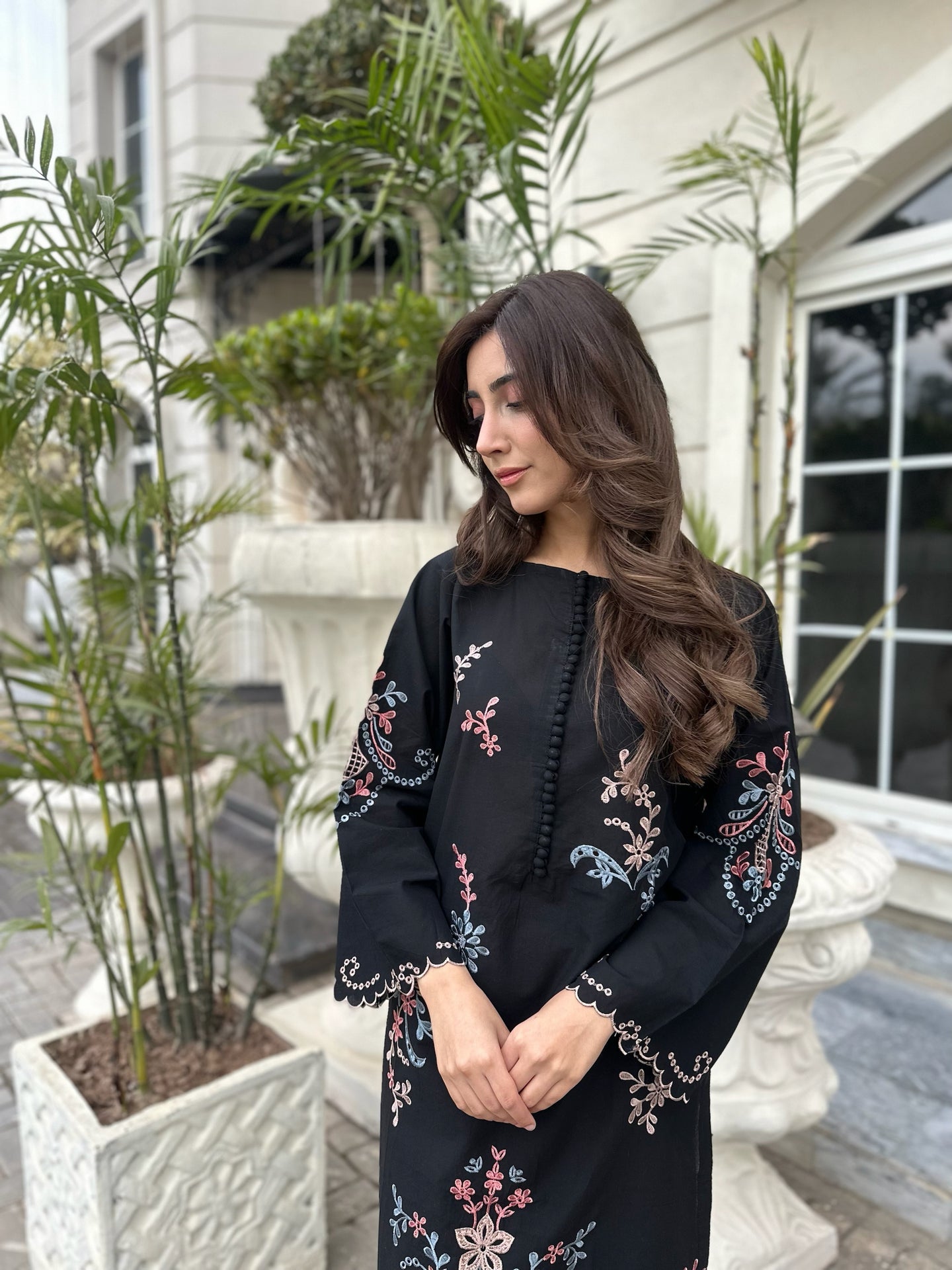 GENTIAN - BLACK SCHIFFLI CO-ORD SET