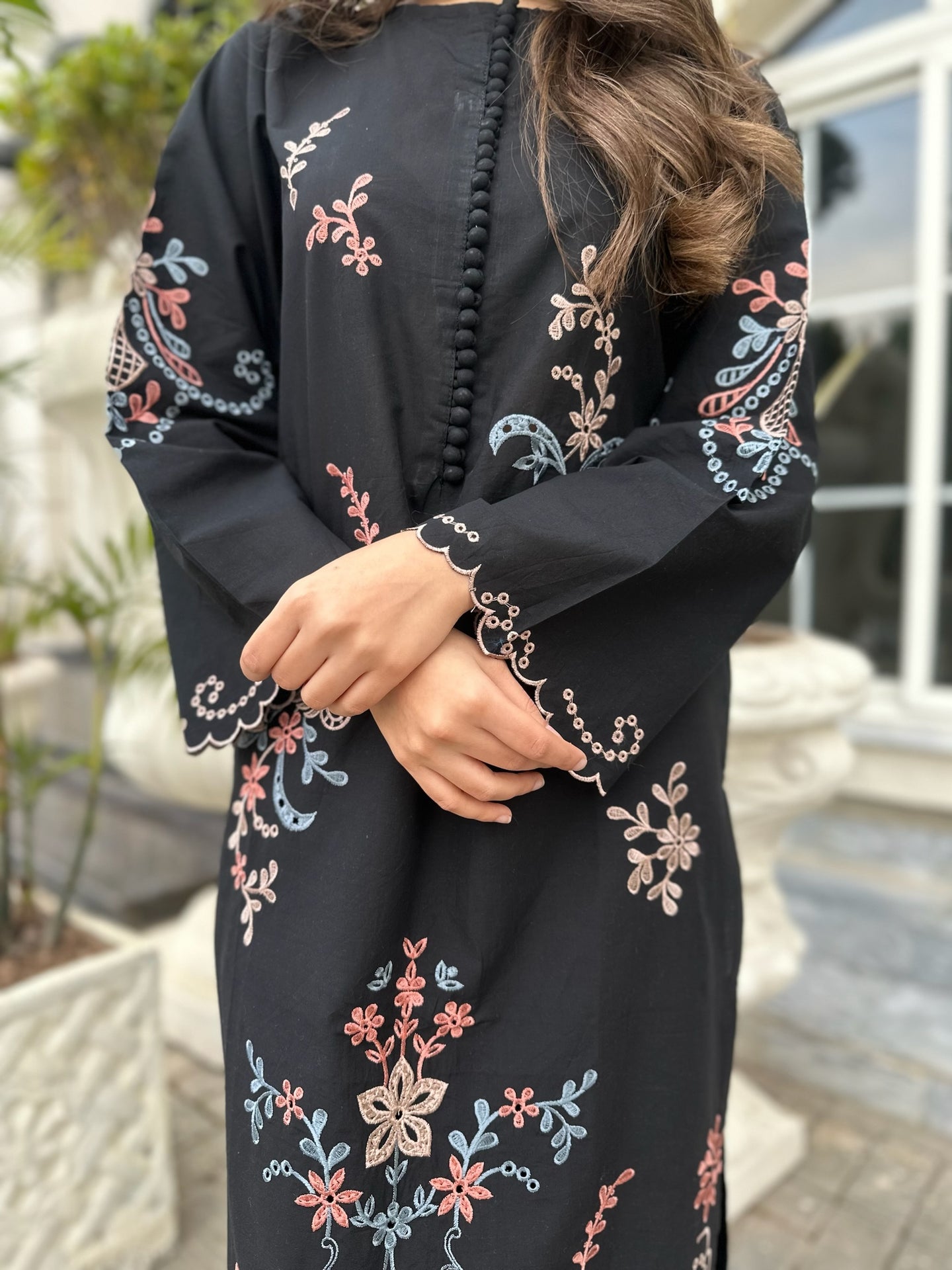 GENTIAN - BLACK SCHIFFLI CO-ORD SET