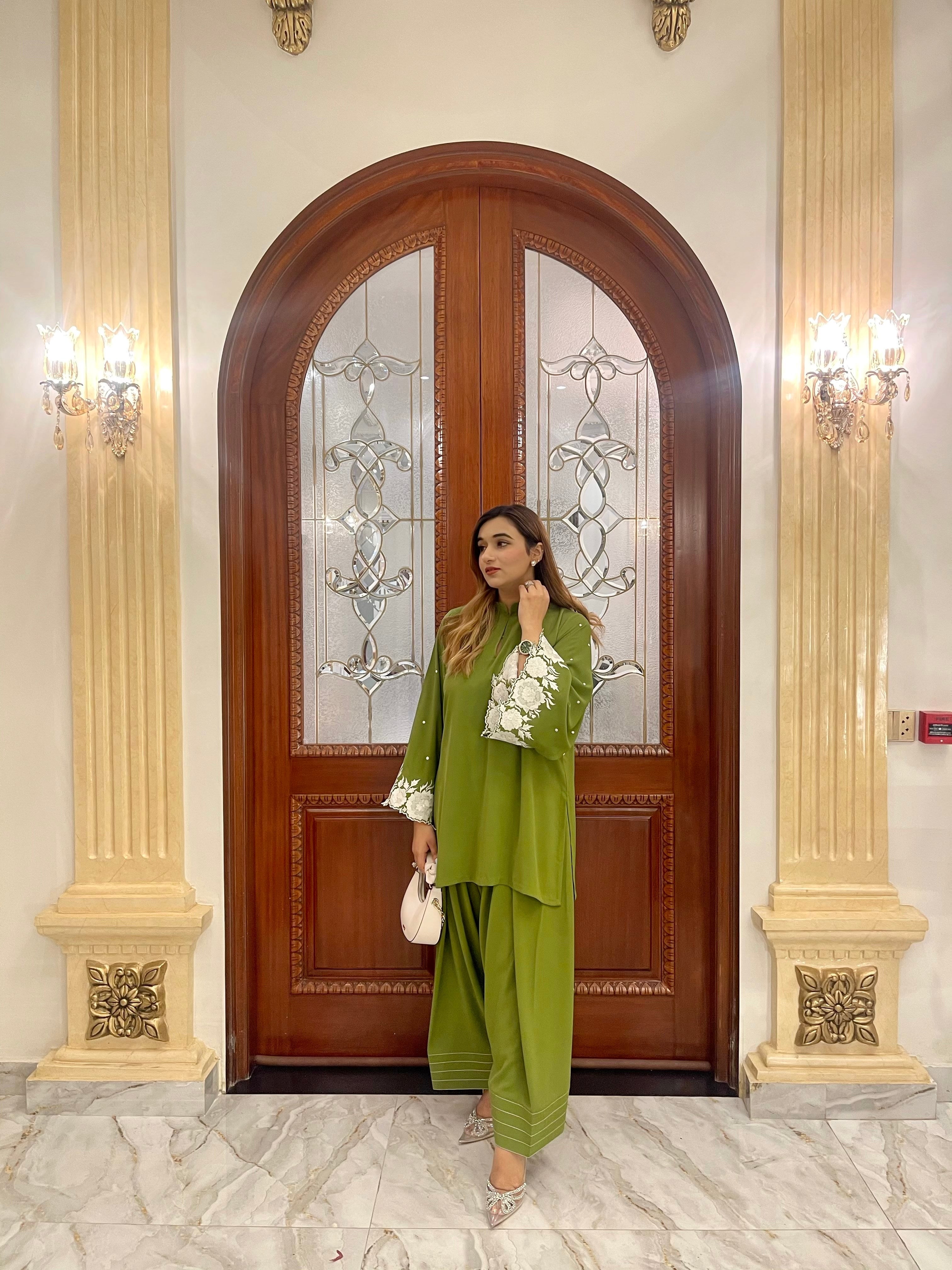MOSS GREEN FARSHI SHALWAR
