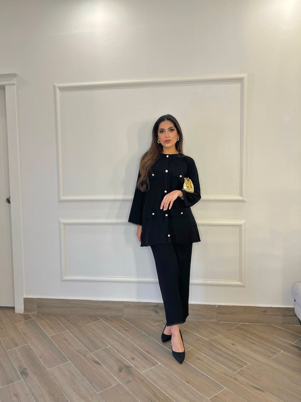 BLACK BUTTON CO-ORD SET