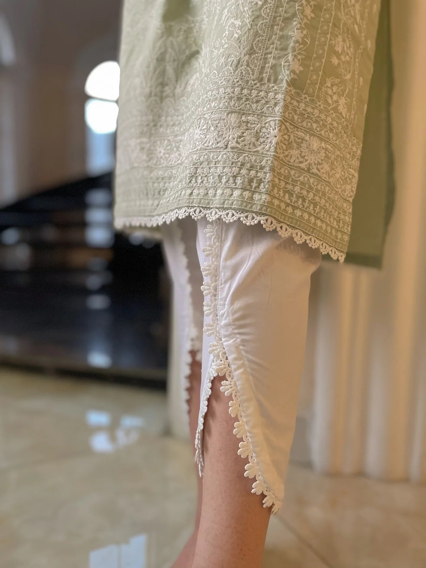 NAARJ SAGE GREEN EMBROIDERED KURTA