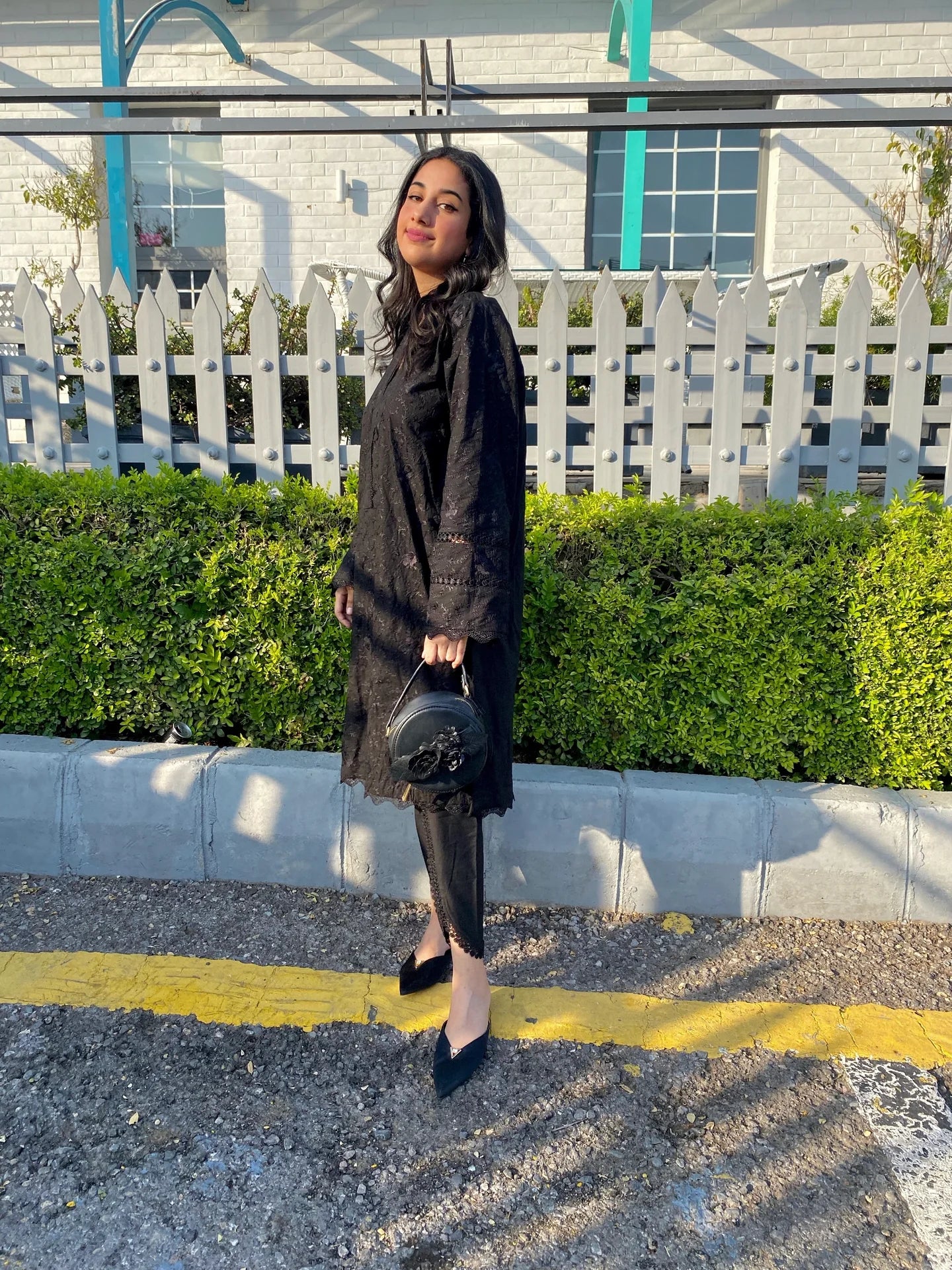 BLACK CHIKANKARI KURTA