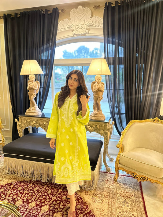 TANACETUM - NEON EMBROIDERED KURTA