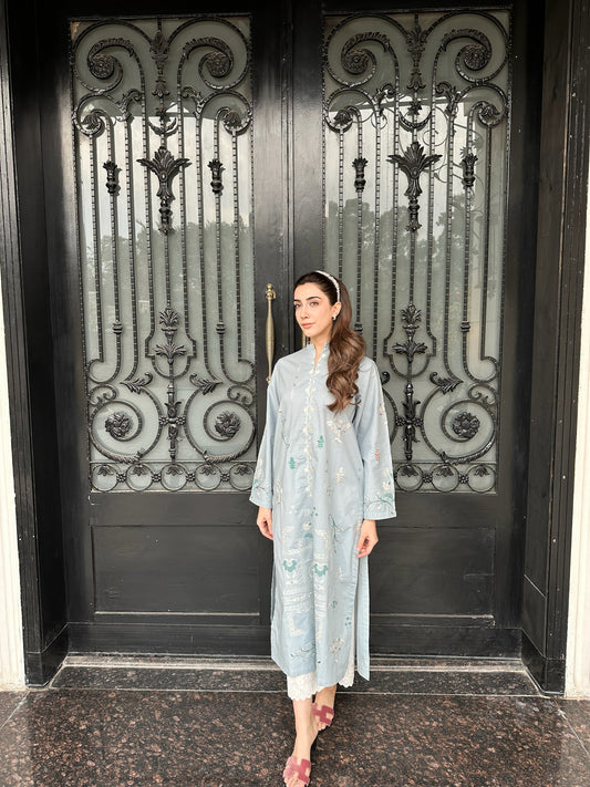 CARNATION LIGHT SKY BLUE EMBROIDERED KURTA