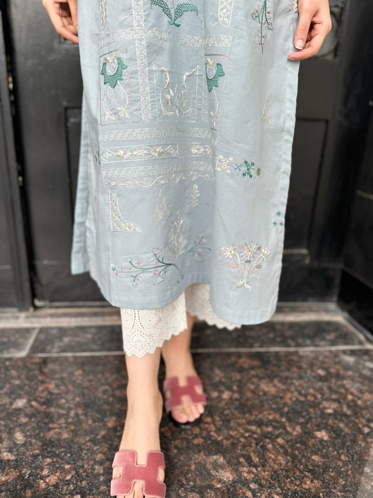 CARNATION LIGHT SKY BLUE EMBROIDERED KURTA