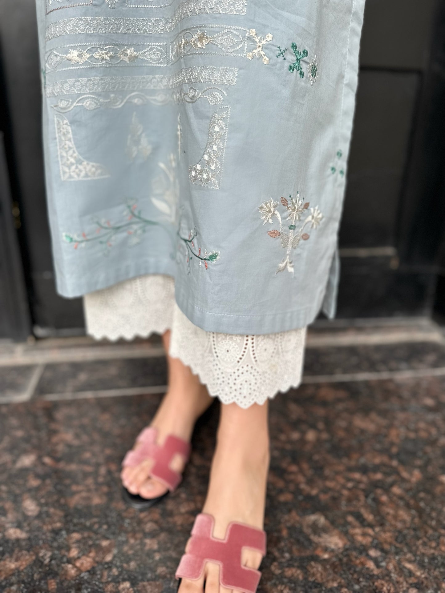 CARNATION LIGHT SKY BLUE EMBROIDERED KURTA