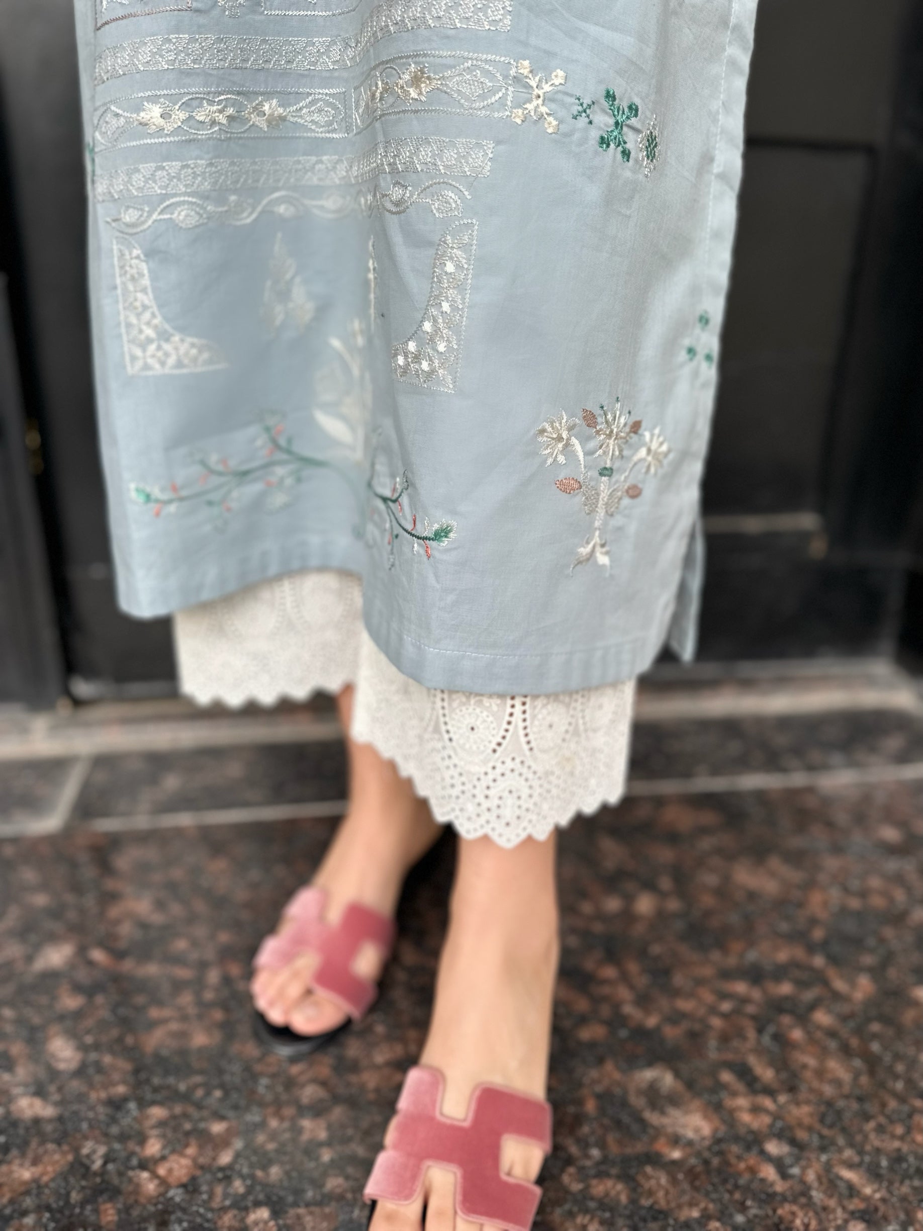 CARNATION LIGHT SKY BLUE EMBROIDERED KURTA