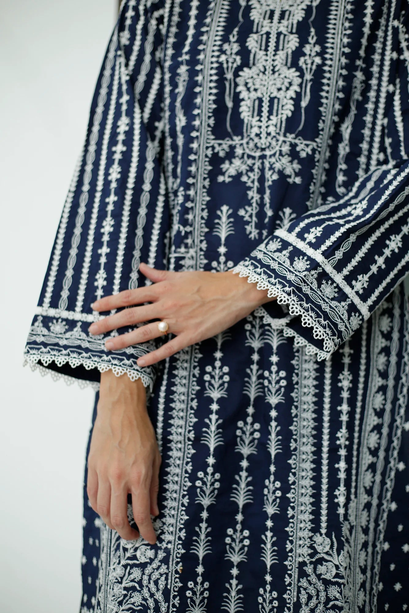 NAARJ NAVY BLUE EMBROIDERED KURTA
