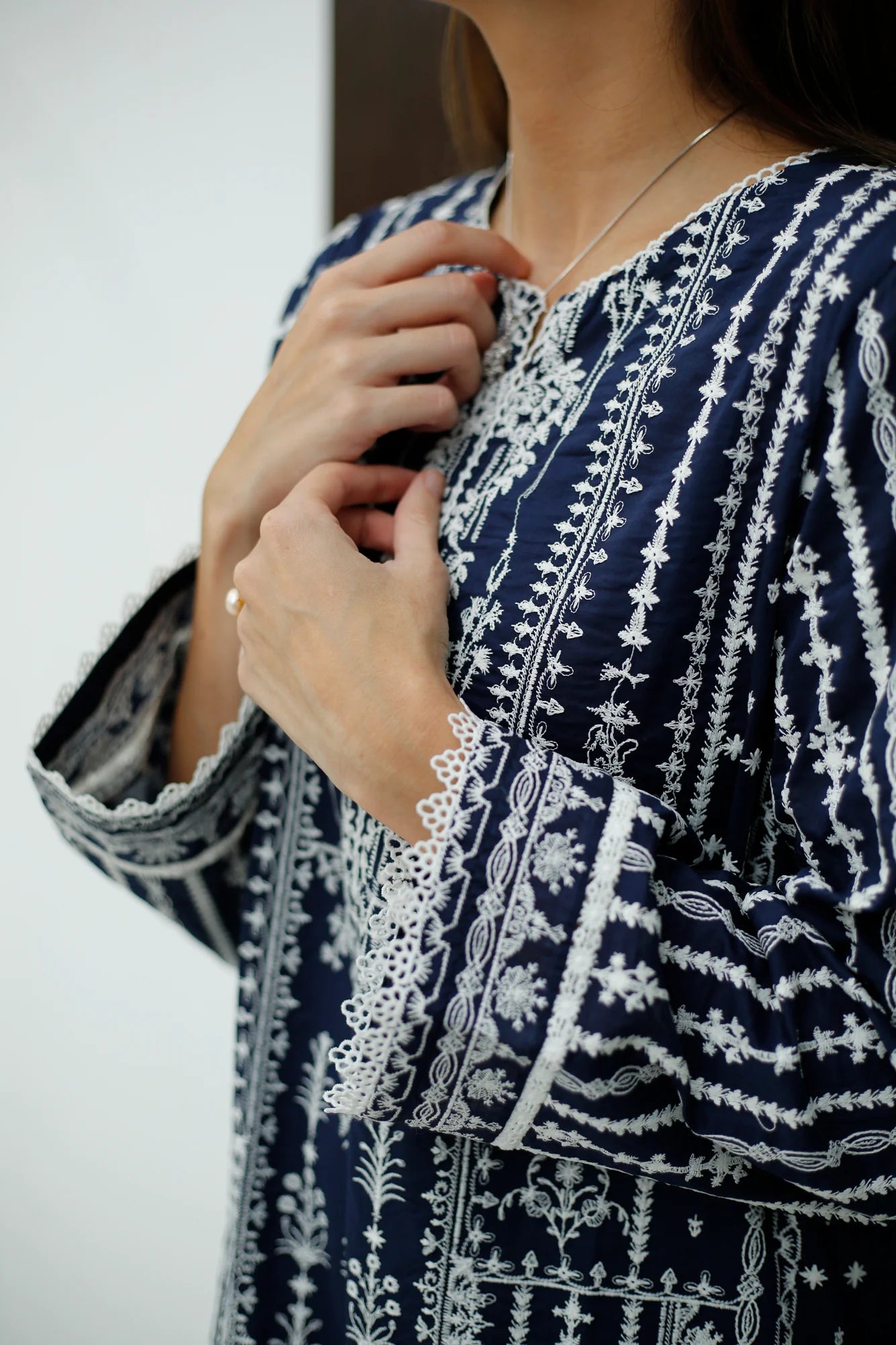 NAARJ NAVY BLUE EMBROIDERED KURTA