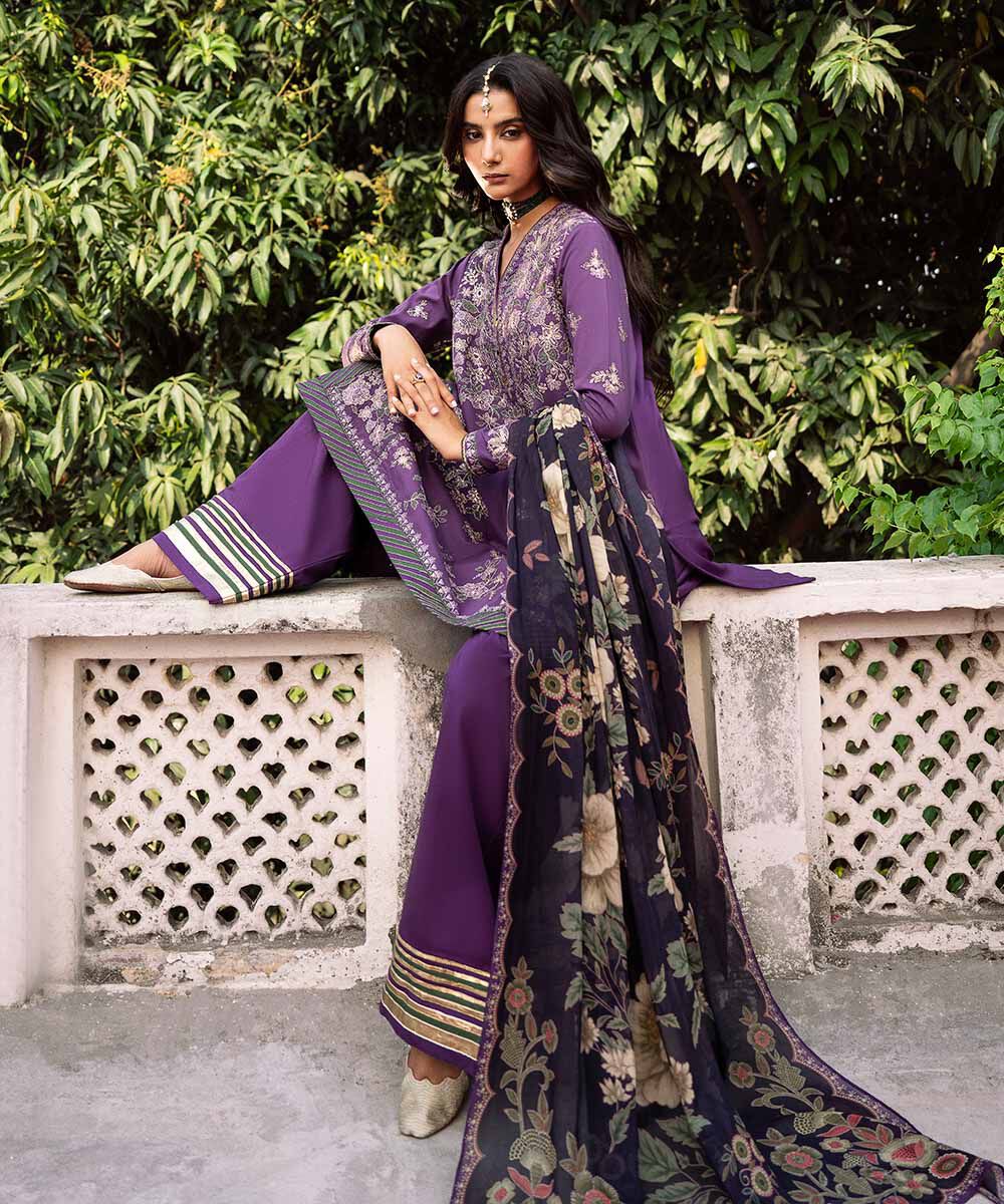 SAPPHIRE UNSTITCHED 3 PC EMBROIDERED - U3PESG25V330