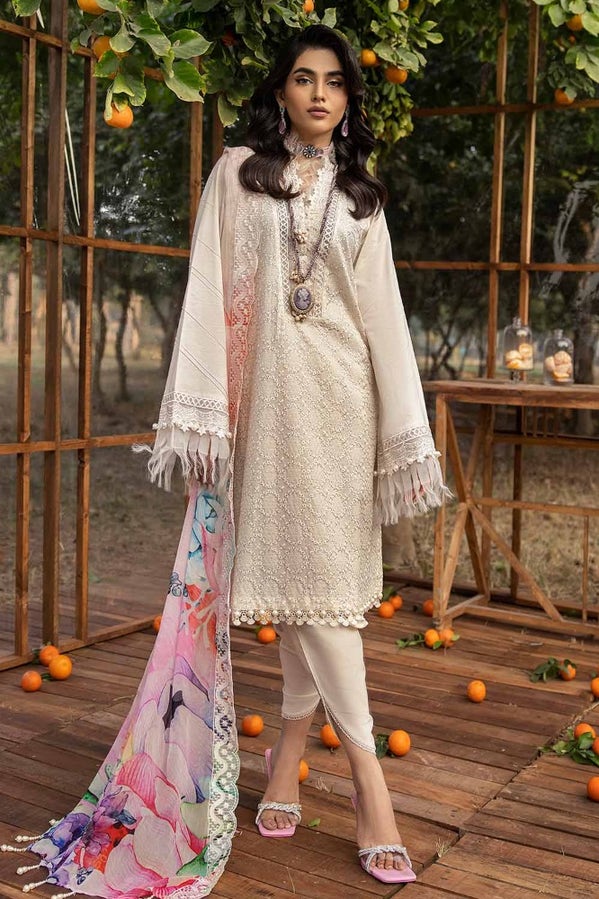 3PC EMBROIDERED LAWN UNSTITCHED SUIT WITH EMBROIDERED PRINTED CHIFFON DUPATTA BCT-42001