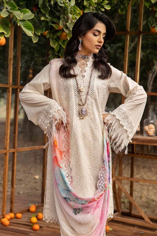 3PC EMBROIDERED LAWN UNSTITCHED SUIT WITH EMBROIDERED PRINTED CHIFFON DUPATTA BCT-42001